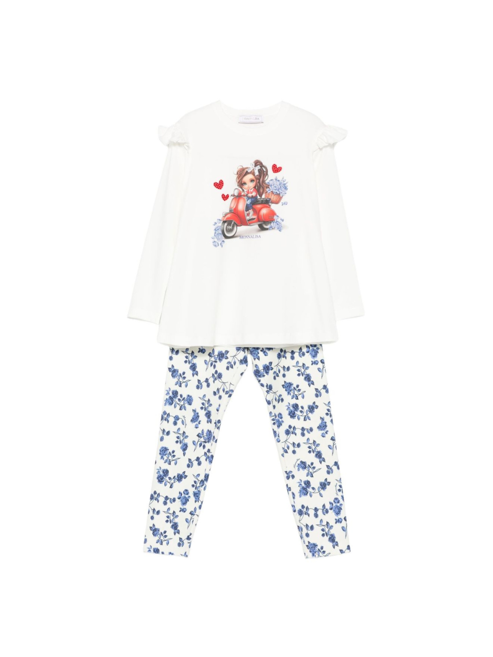 Completo t-shirt e leggins per bambina Monnalisa multicolore con stampa grafica 11F508RU 6600 0156 MONNALISA