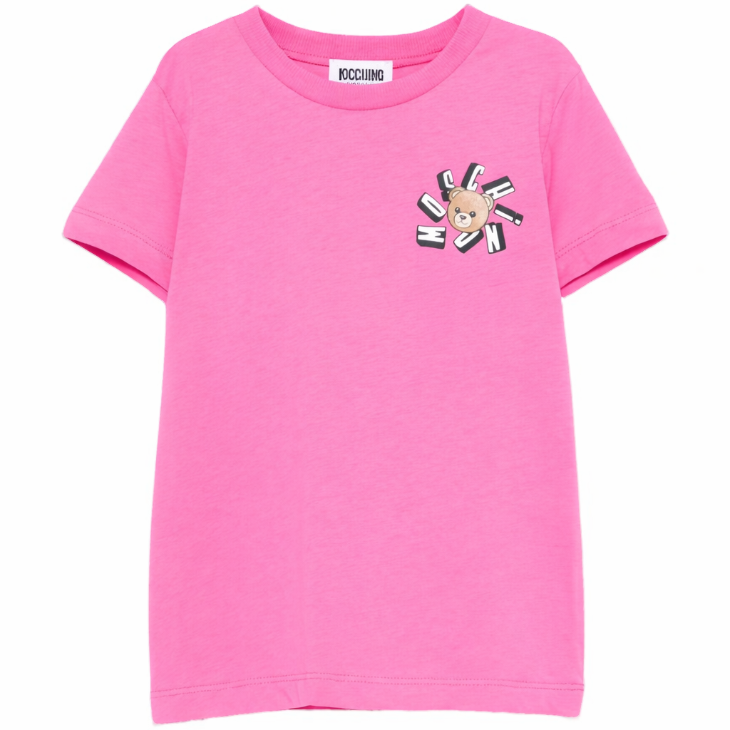 T-shirt per bambina Moschino Kids rosa con stampa Teddy Bear HUM05OLAA03 50533 MOSCHINO KIDS