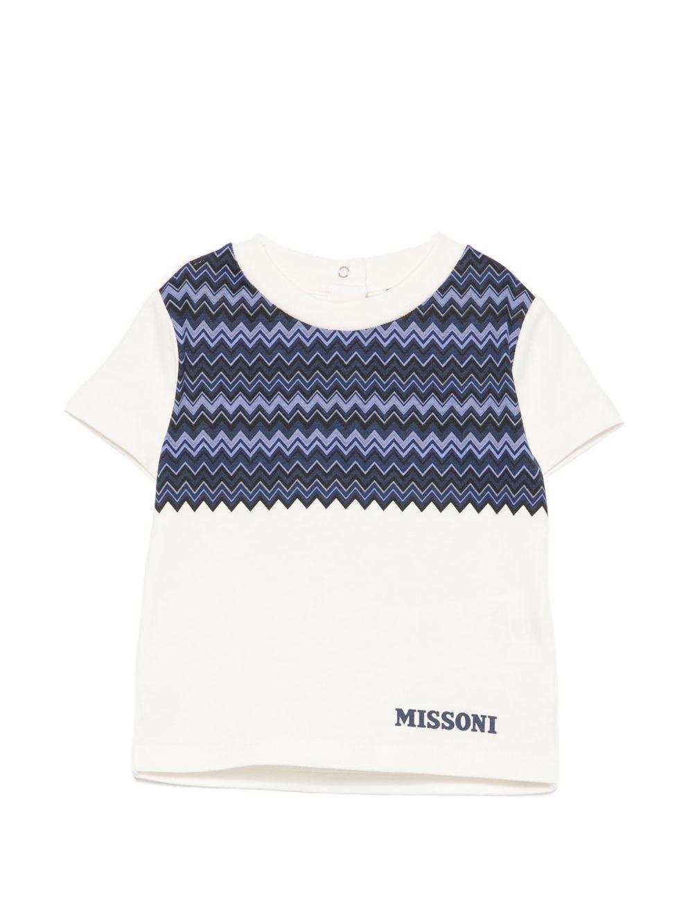 T-shirt per neonato Missoni Kids bianca con dettaglio a zigzag MZ8341 Z3672 102 MISSONI KIDS