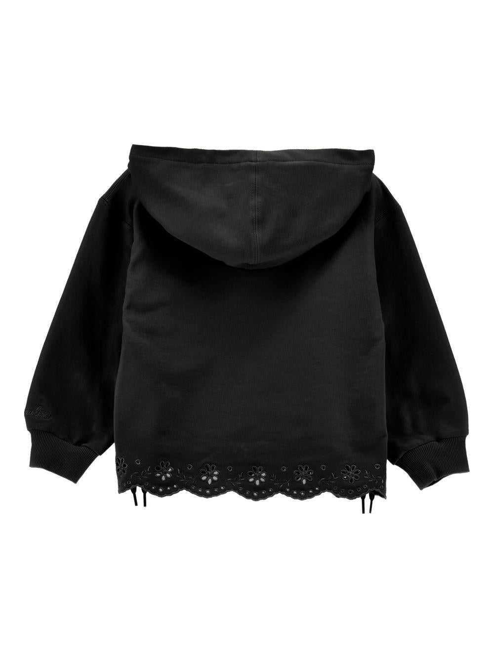 Felpa per bambina Monnalisa nera con ricamo a fiori 17G600 7014 0050 MONNALISA KIDS