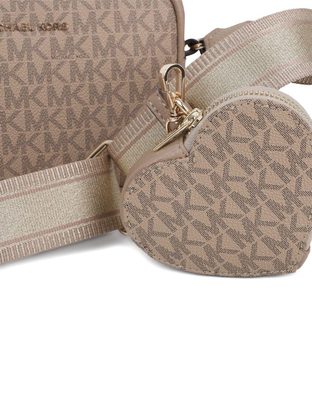 Borsa a spalla per bambina Michael Kors Kids beige con monogramma R30648 215 MICHAEL KORS KIDS