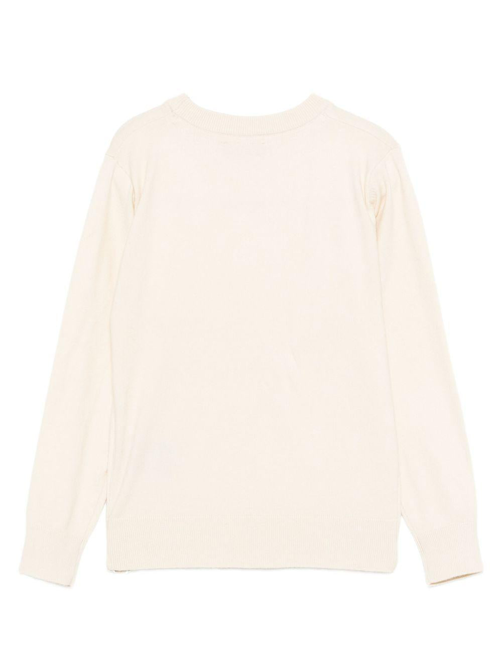 Felpa per bambino TRUSSARDI JUNIOR écru girocollo con logo ricamato TBA25011MA NEW ECRU TRUSSARDI JUNIOR