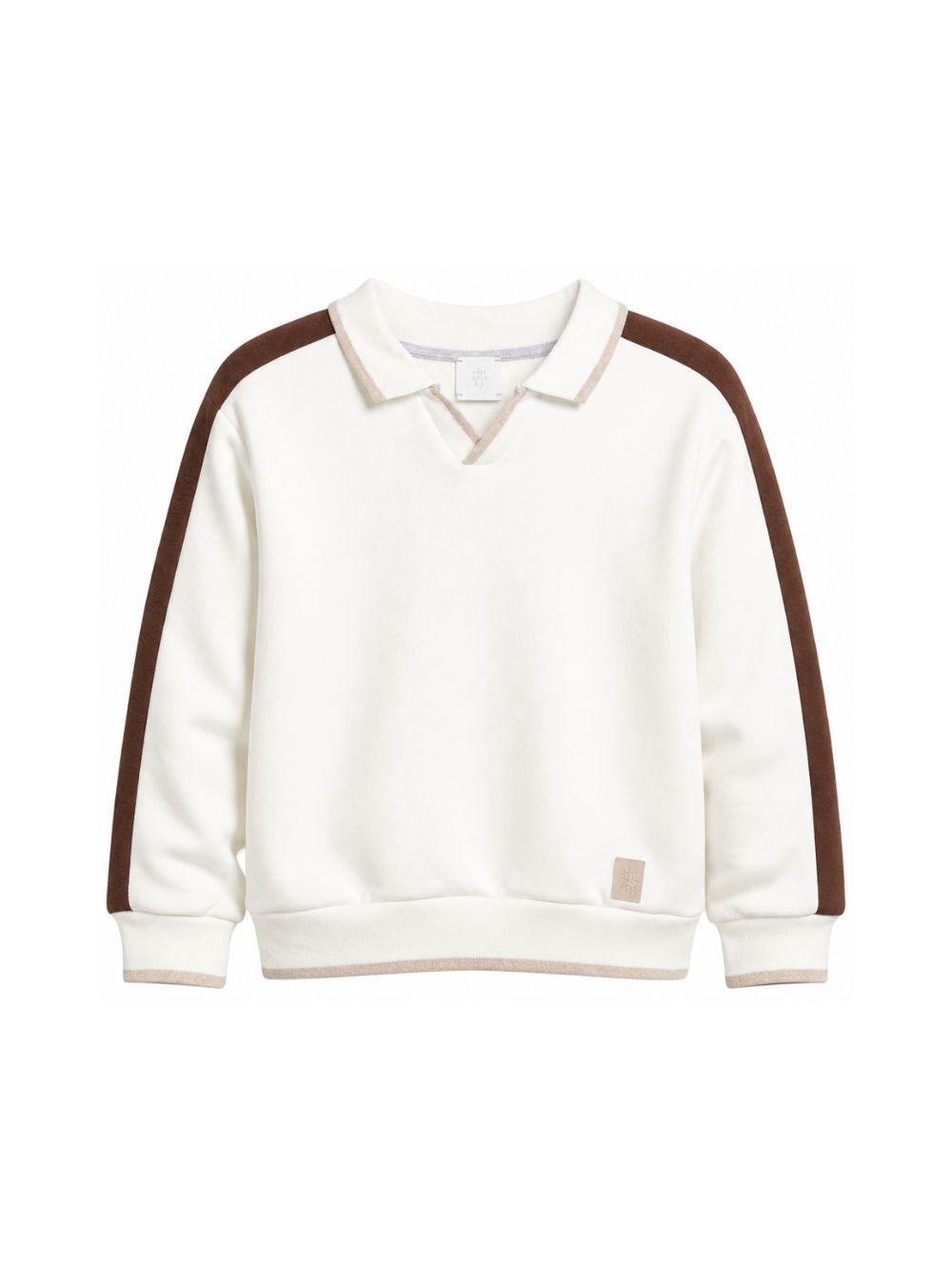 Felpa per bambino Eleventy Kids bianca con colletto EZ4H40 Z3999 101MA ELEVENTY KIDS