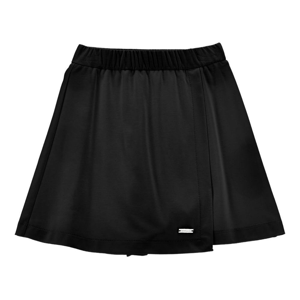 Pantaloncini per bambina Monnalisa neri con placca con logo 41G402 7231 0050 MONNALISA KIDS