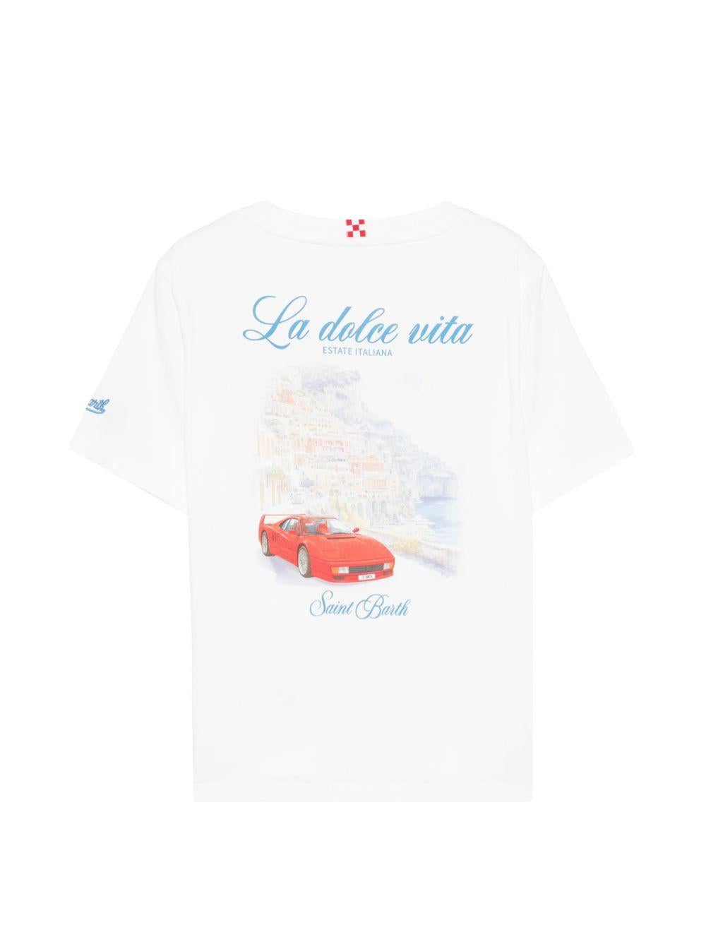 T-shirt per bambino MC2 Saint Barth Kids bianca scollo rotondo e stampa grafica PRL0001 00932L MC2 ST. BARTH KIDS