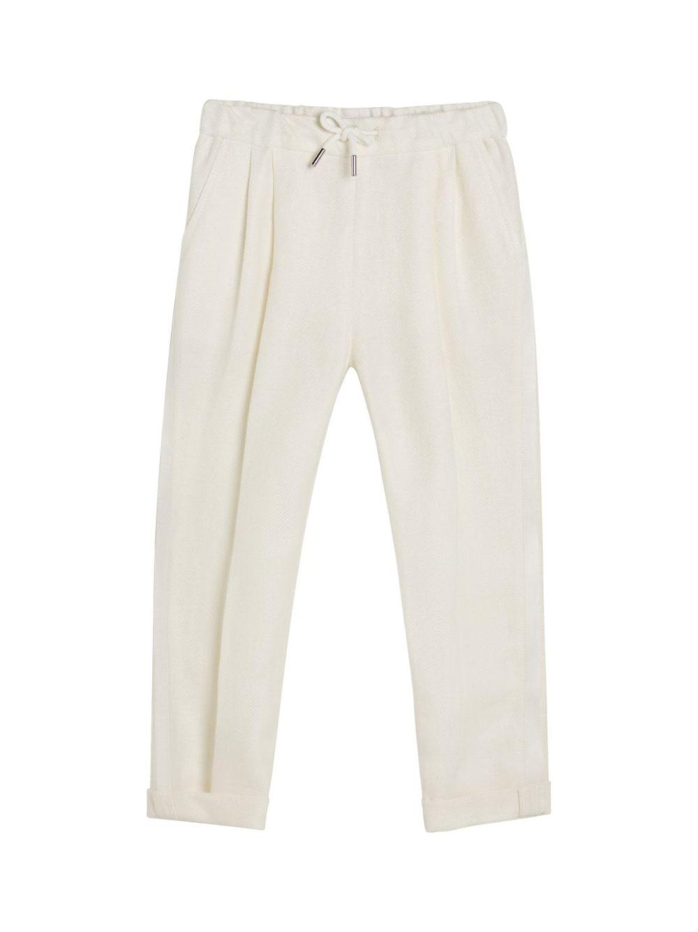 Pantaloni slim con coulisse per bambino Brunello Cucinelli Kids bianco con taglio slim BW482S502 C601 BRUNELLO CUCINELLI KIDS
