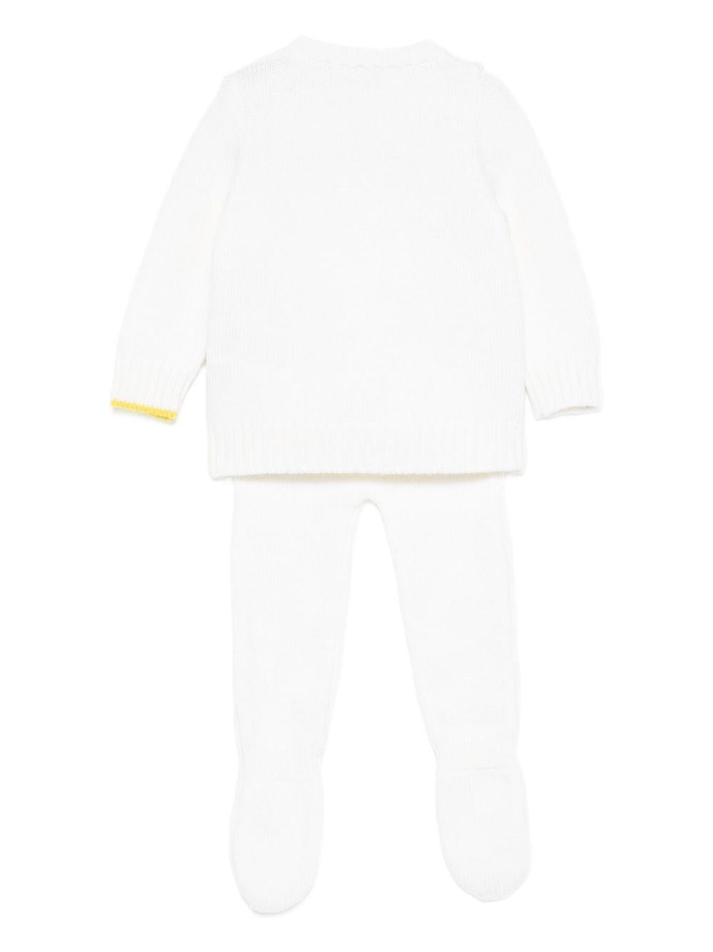 Set maglione e pantaloni per neonata Gensami Kids bianco con dettaglio fiocco GPT-FIOCCOT-WE OFF WHITE GENSAMI