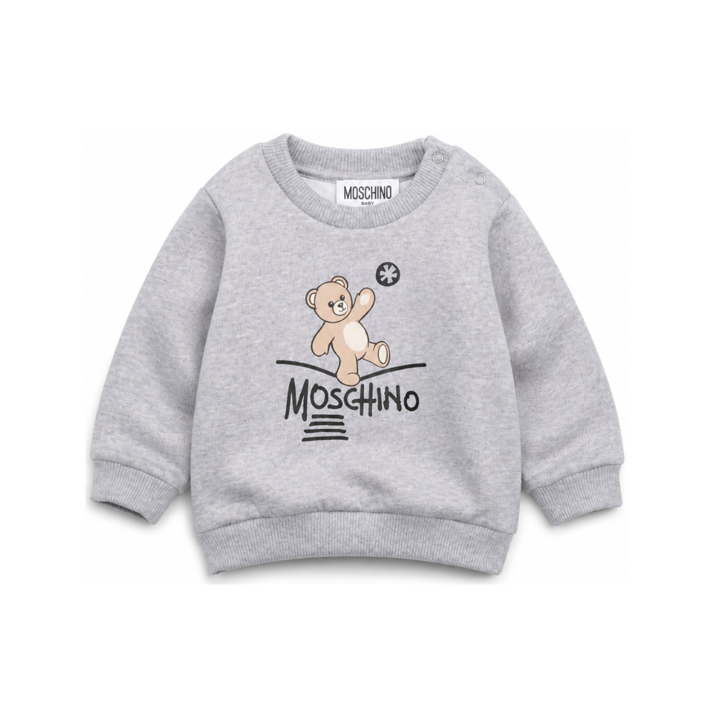 Felpa per neonati Moschino Kids grigia con motivo Teddy Bear MVF060LCA83 60901 MOSCHINO KIDS