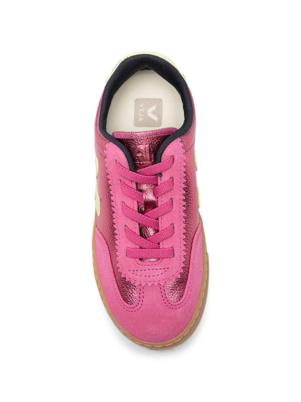 Sneakers per bambina Veja Kids rosa metallica con logo stampato SY2021816 AZALEA LIMO VEJA KIDS