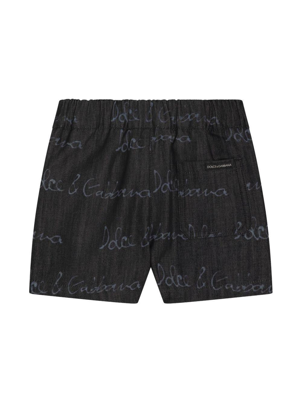 Bermuda con logo per neonato Dolce & Gabbana Kiids blu con tasca posteriore sagomata L13Q60 LDC87 S9000 DOLCE & GABBANA KIDS