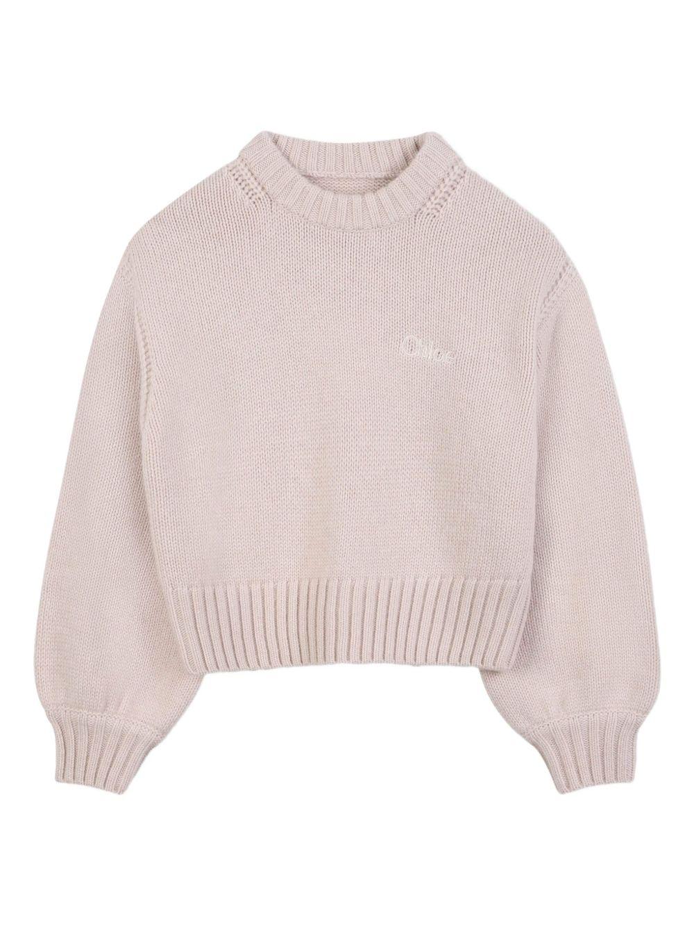 Maglione per bambina Chloé Kids beige crop C20644 257 CHLOE' KIDS