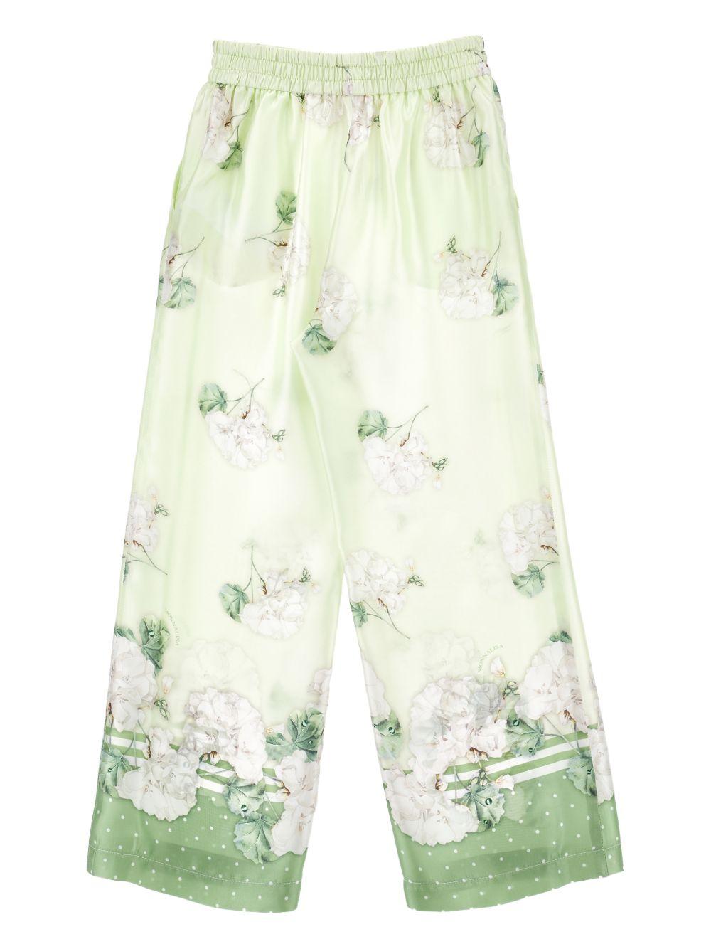 Pantaloni per bambina Monnalisa verde con stampa a fiori 71G403 7668 0020 MONNALISA KIDS