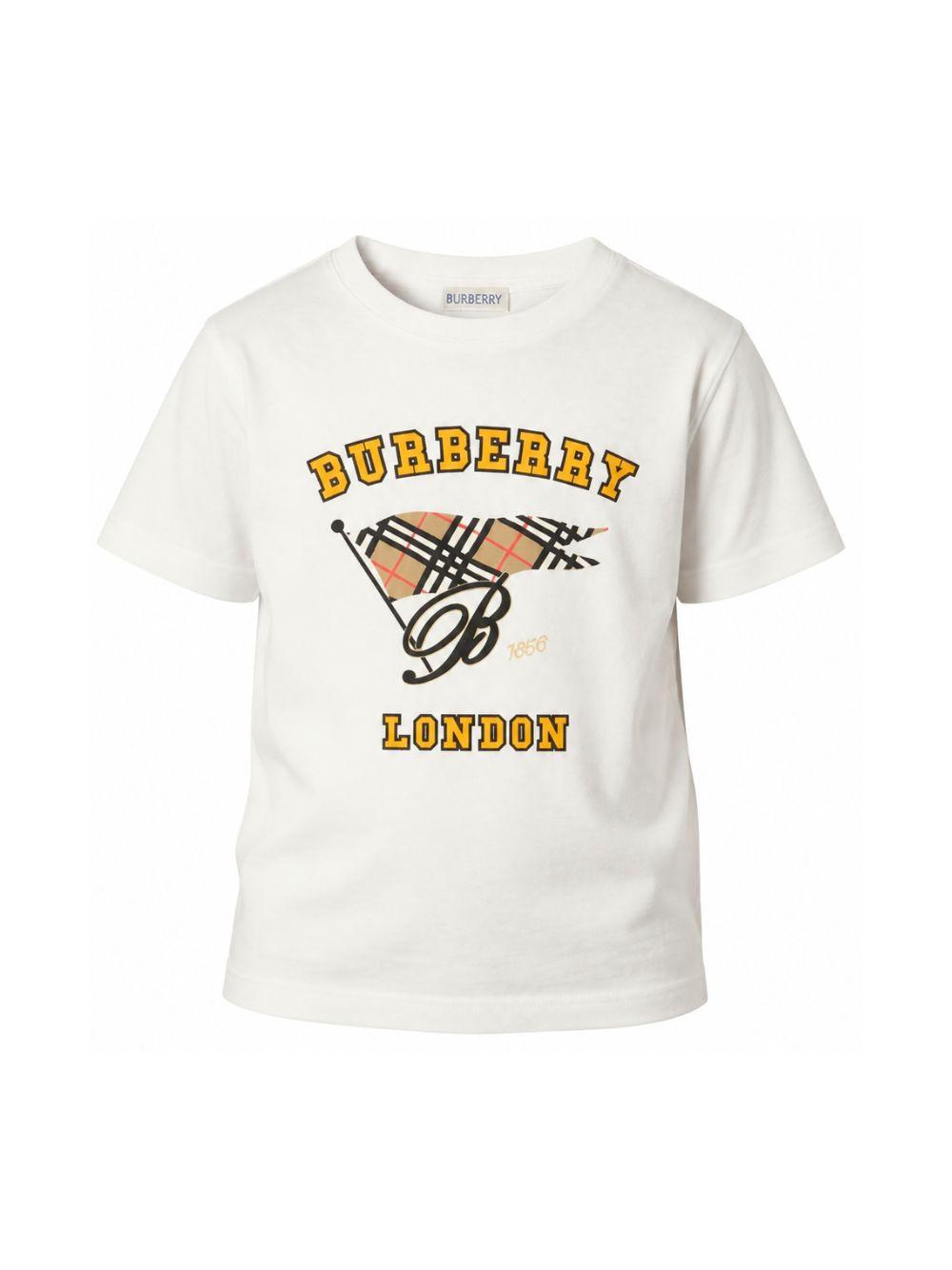 T-shirt per bambini Burberry Kids bianca con stampa logo sul davanti 8126308 A2014 BURBERRY KIDS