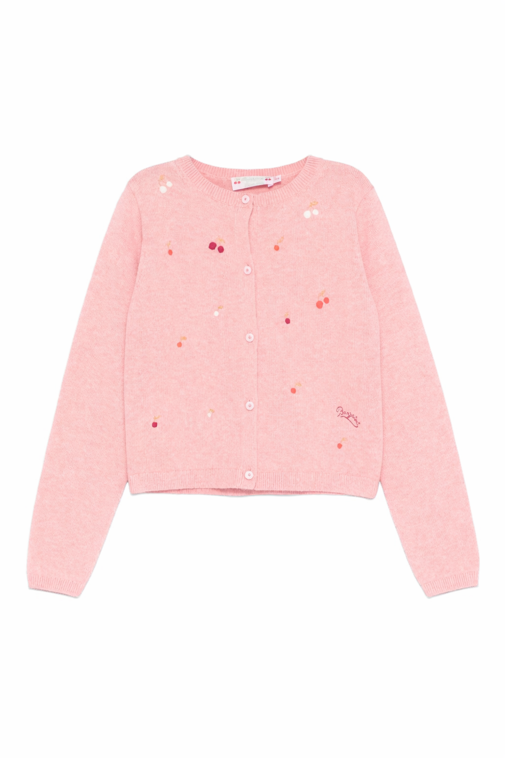 Cardigan per bambina Bonpoint rosa con ciliegie ricamate S06GCAK00019 124A BONPOINT