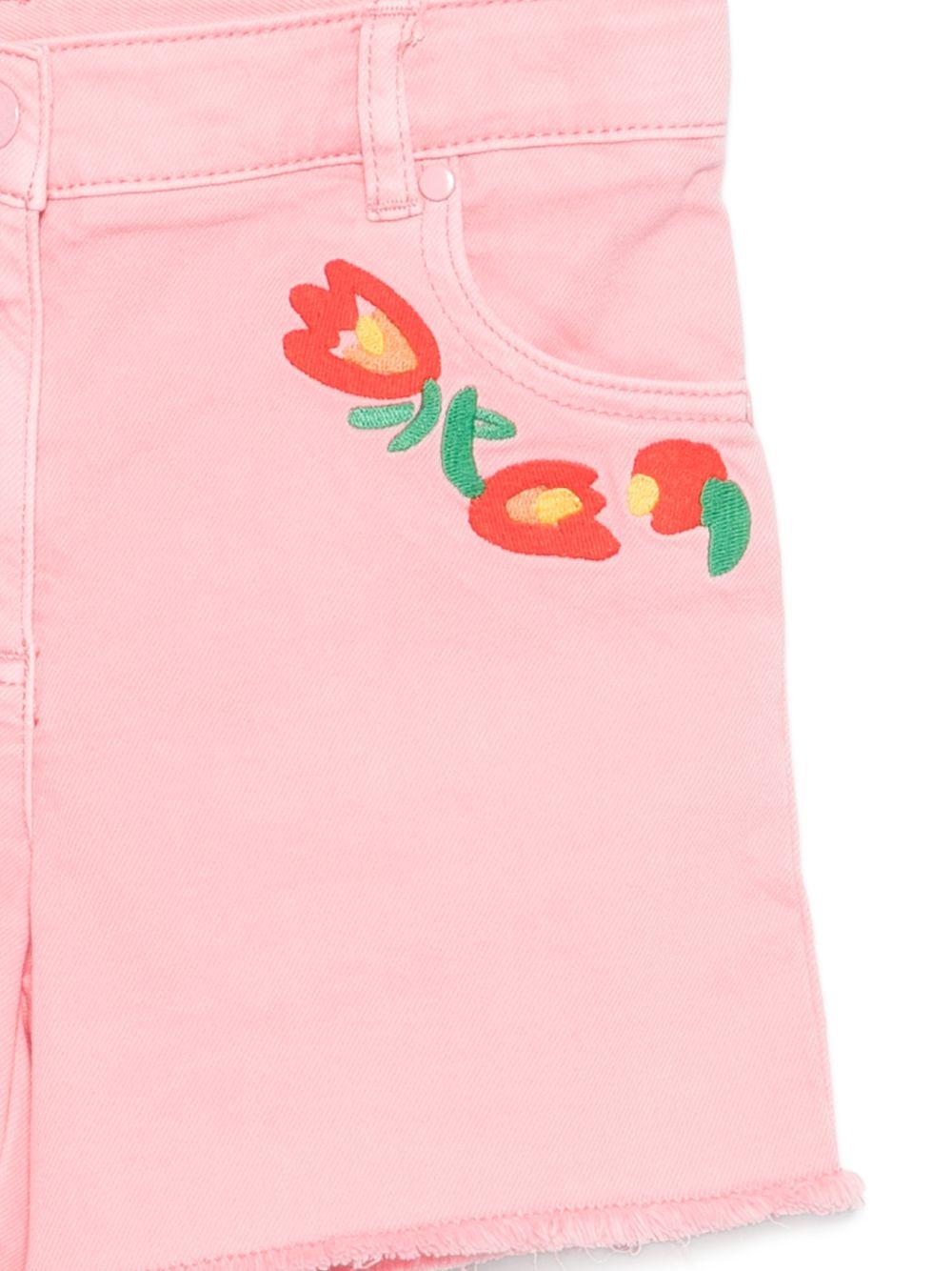 Shorts per bambina Stella McCartney Kids rosa con ricamo a fiori TY6C69 Z0156 509 STELLA McCARTNEY KIDS