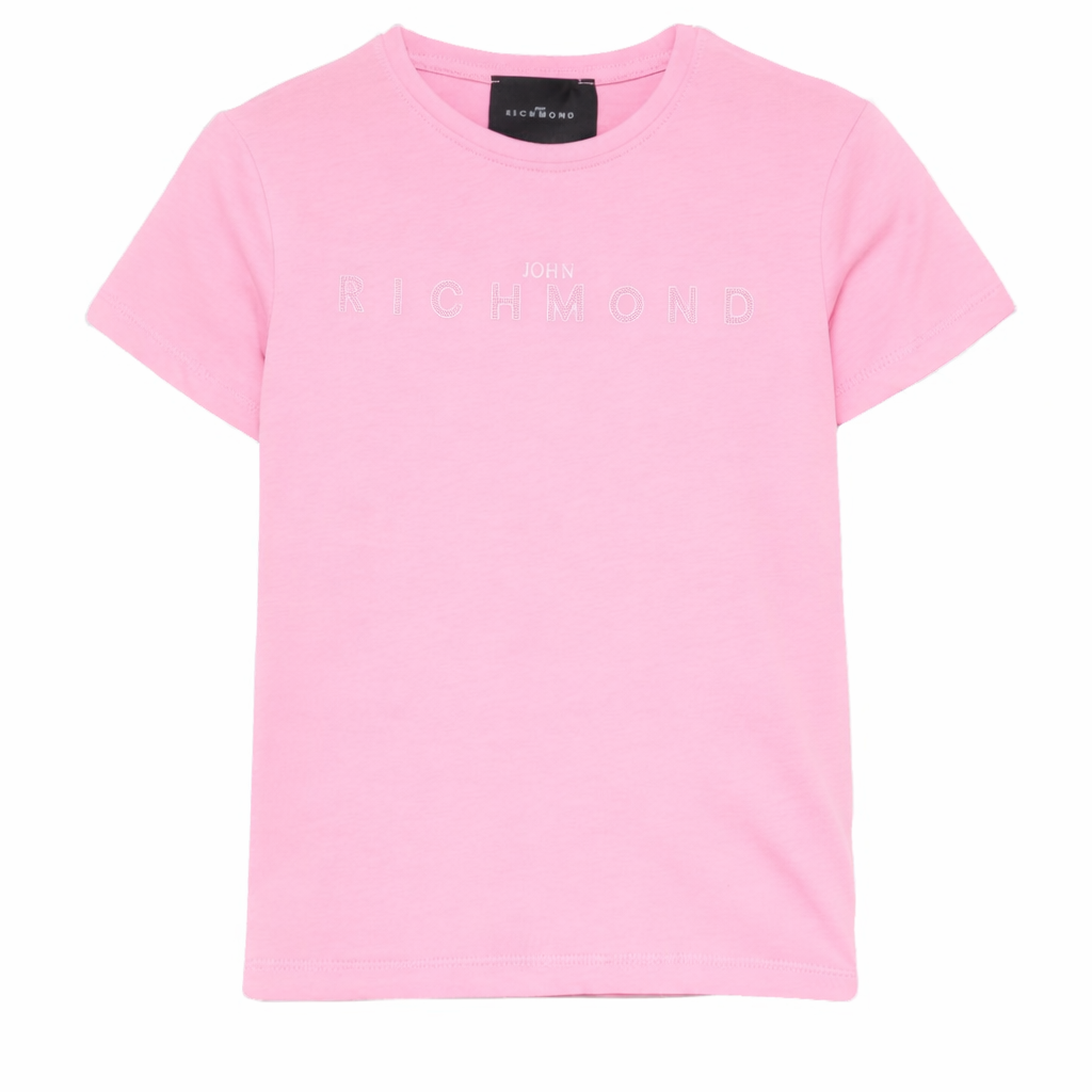 T-shirt per bambina John Richmond Junior rosa con dettaglio logo RGP26017TS PINK BEGONIA JOHN RICHMOND KIDS