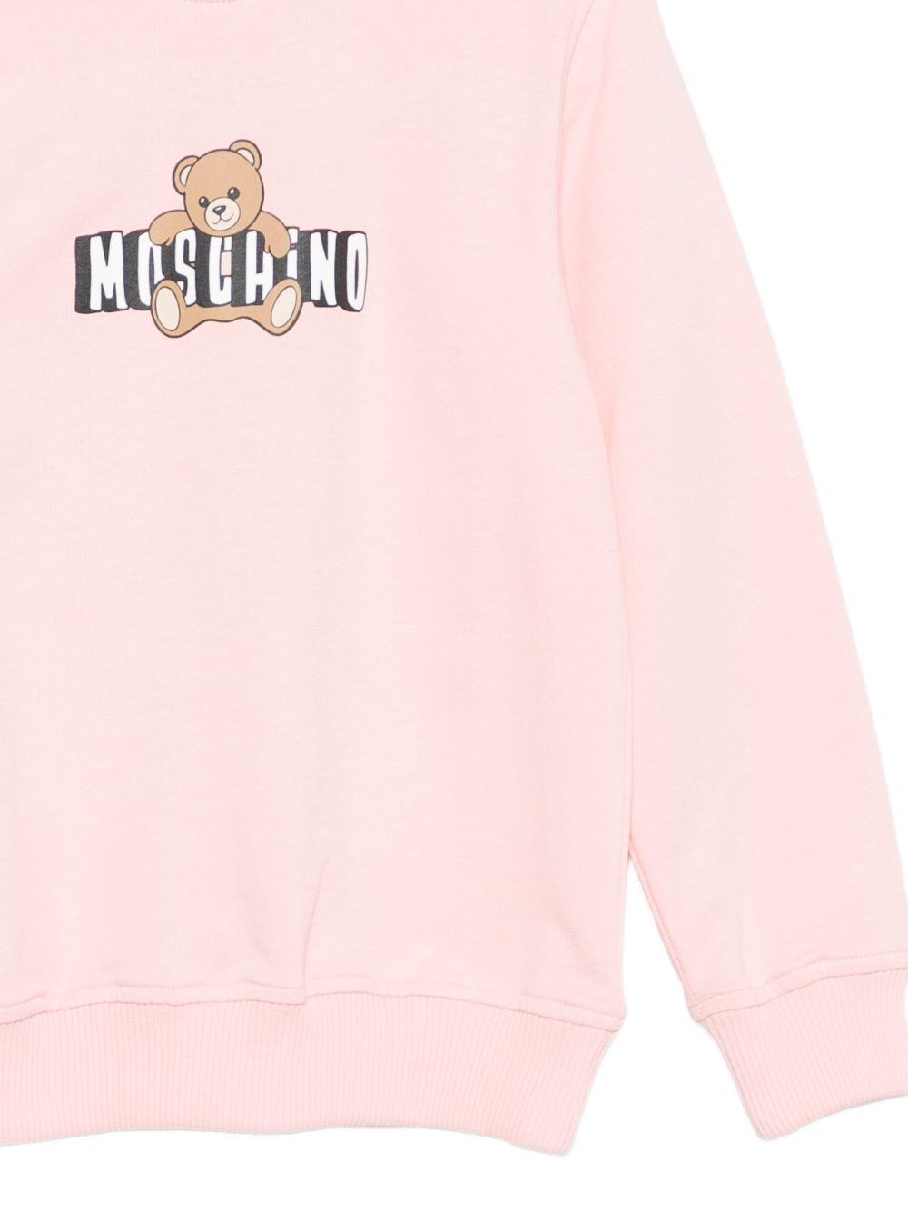 Felpa per bambina Moschino Kids rosa con stampa Teddy HUF09ULCA19 50209 MOSCHINO KIDS