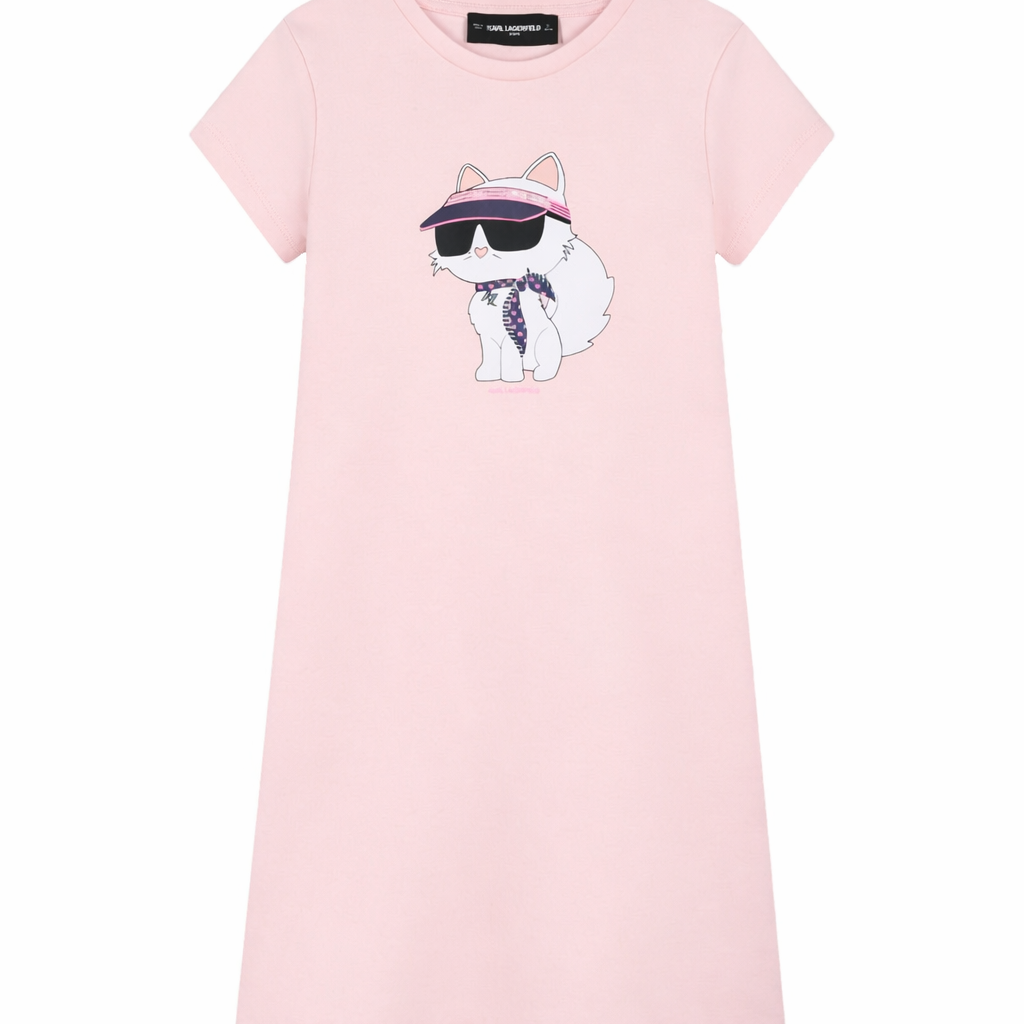 Abito per bambina Karl Lagerfeld Kids rosa con stampa grafica Z31155 46F KARL LAGERFELD KIDS