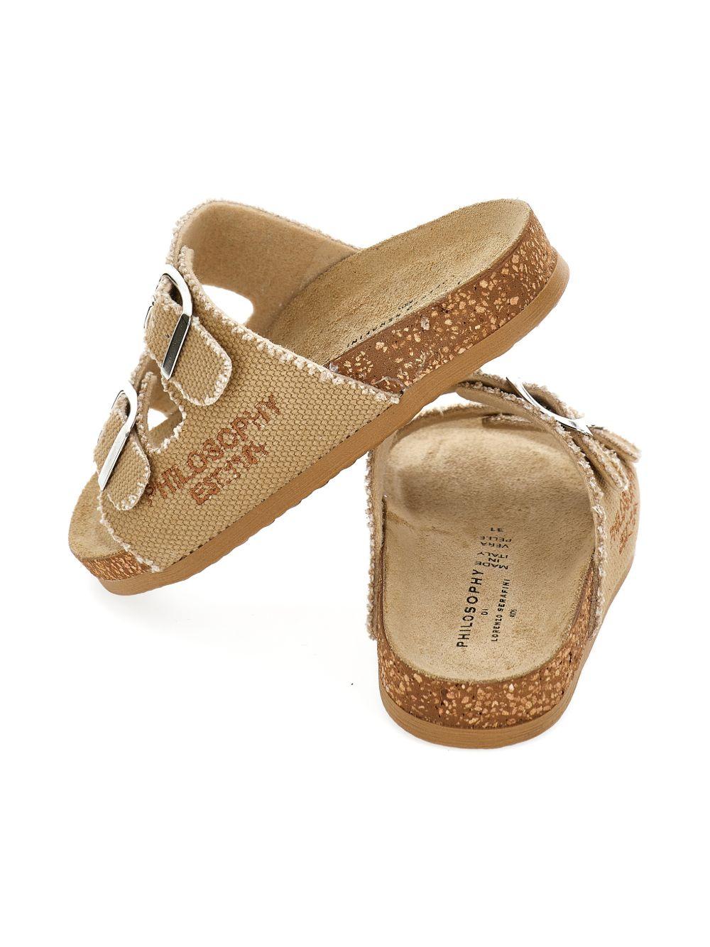 Ciabatte per bambina Philosophy di Lorenzo Serafini Kids beige con chiusura a fibbia I8G007 7717 0003 PHILOSOPHY KIDS