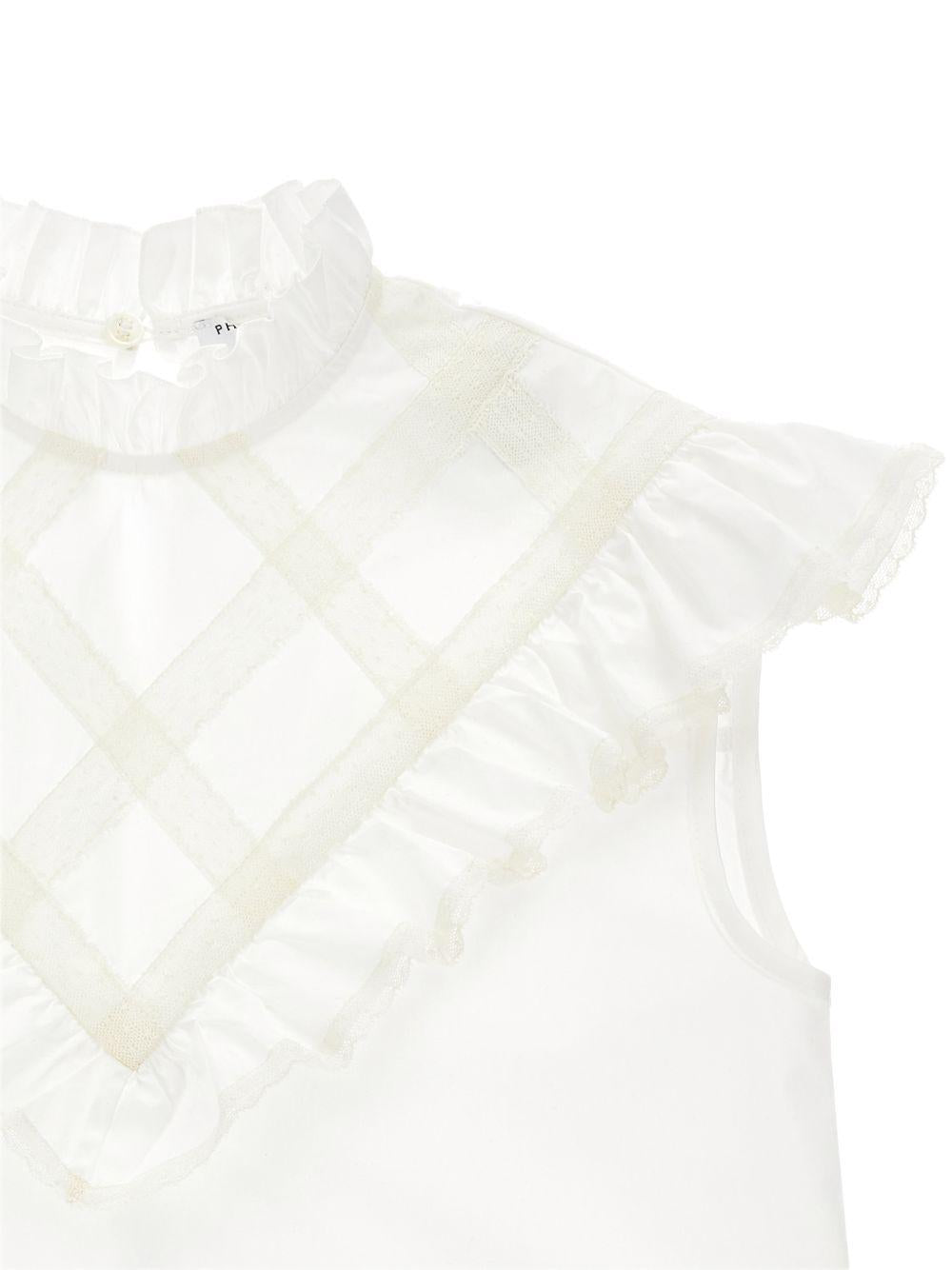 T-shirt per bambina Philosophy di Lorenzo Serafini Kids bianca con rifinitura con ruches I1G303 7116 0001 PHILOSOPHY KIDS