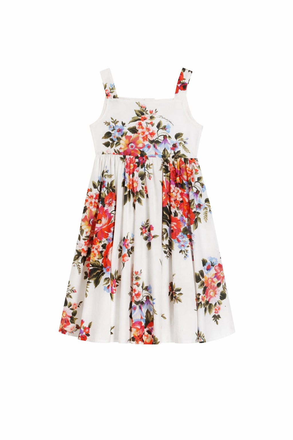 Abito per bambina Dolce & Gabbana Kids bianco con stampa a fiori L53DI6 HS5UU HA5ZO DOLCE & GABBANA KIDS