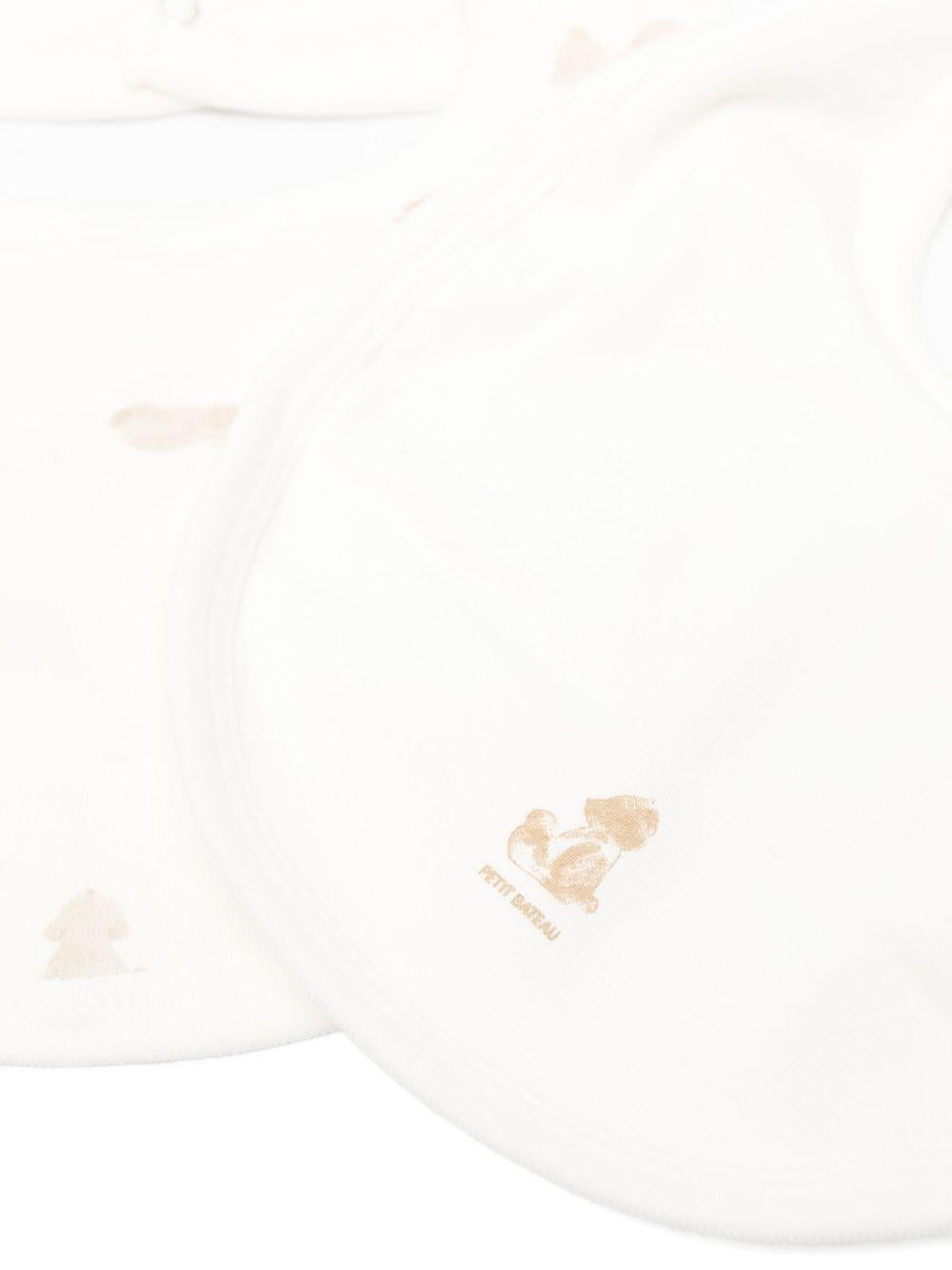 Set di due bavaglini per neonati Petit Bateau bianco con stampa cagnolini A0E18 01 PETIT BATEAU KIDS