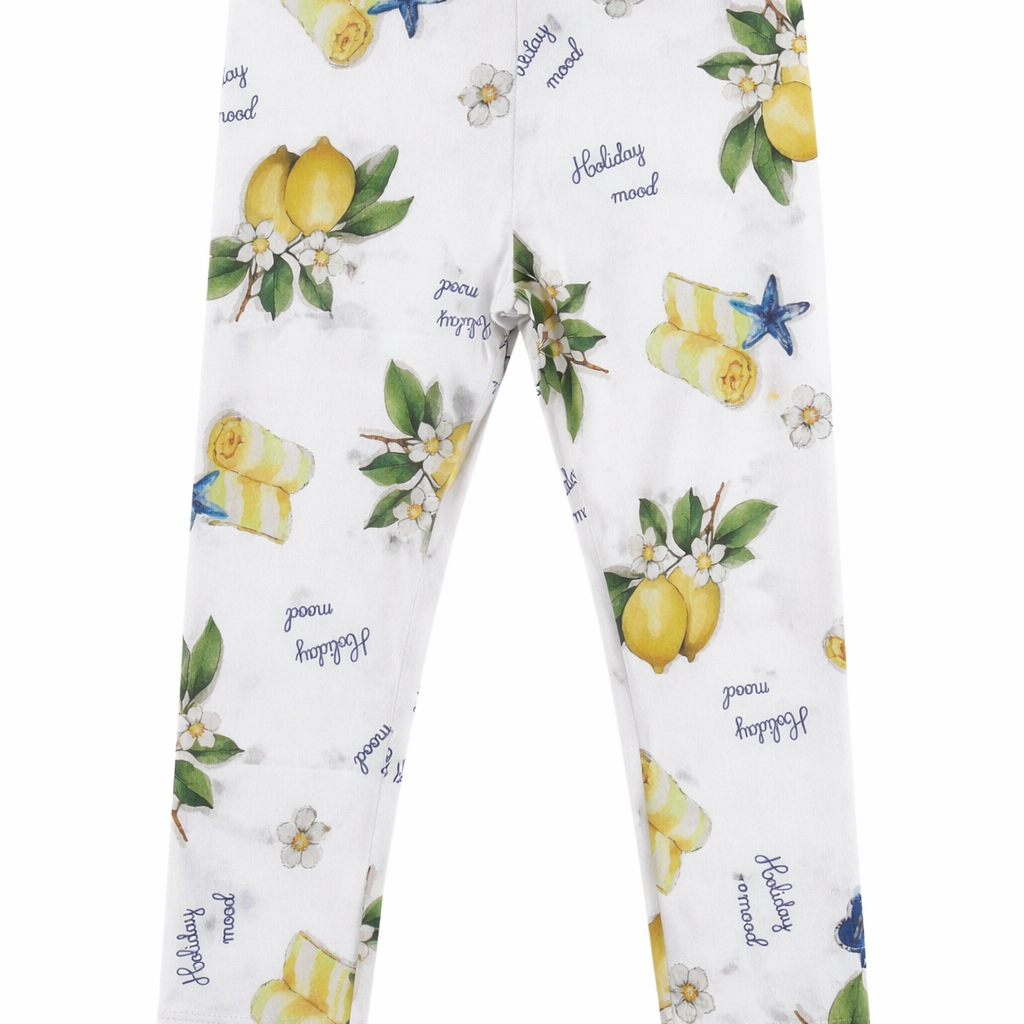 Leggings per bambina Monnalisa bianco con stampa limoni 19G421NP 7752 0099 MONNALISA KIDS