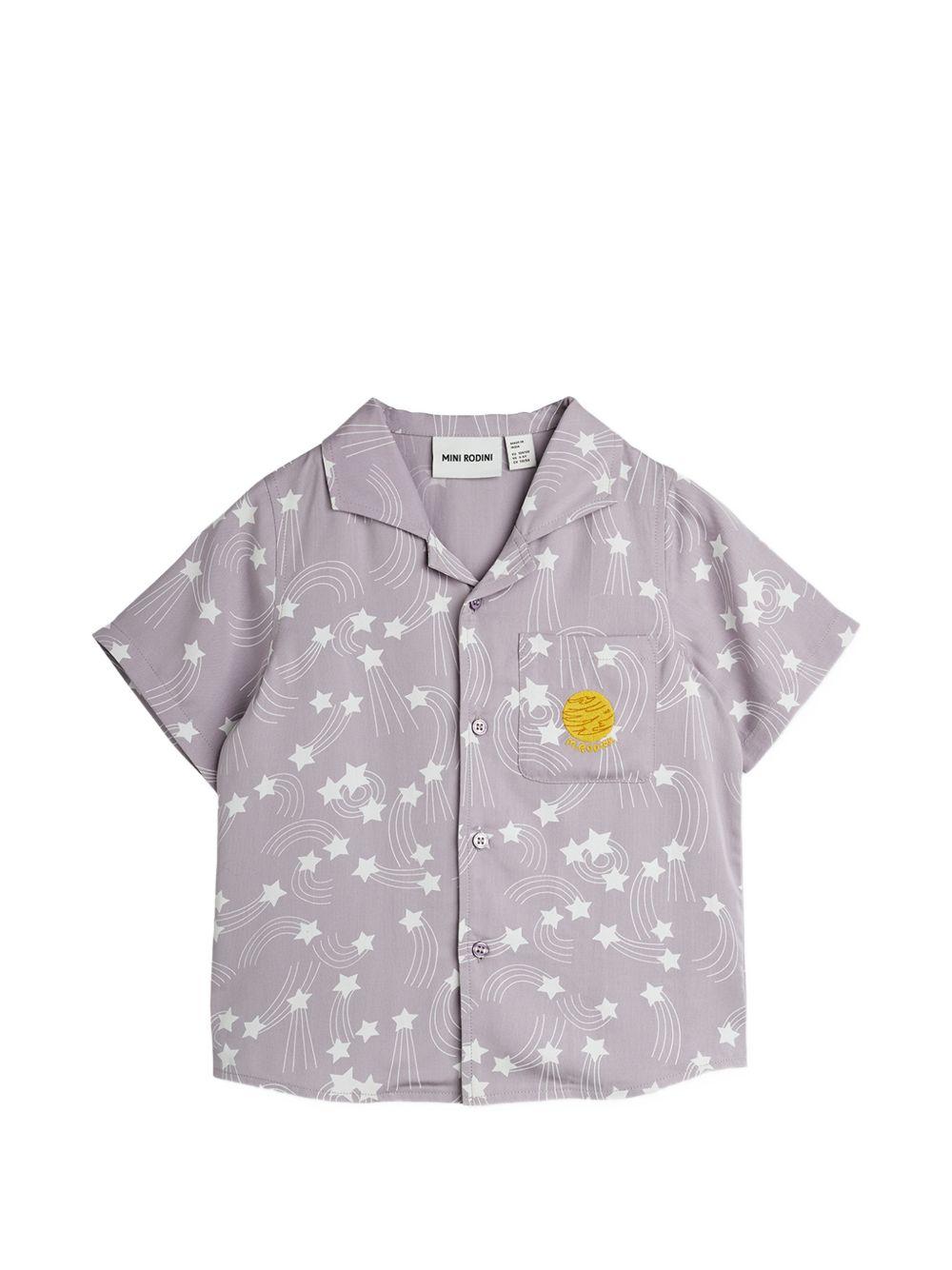 Camicia per bambino Mini Rodini viola con stampa all-over stelle 26220102 PURPLE MINI RODINI KIDS