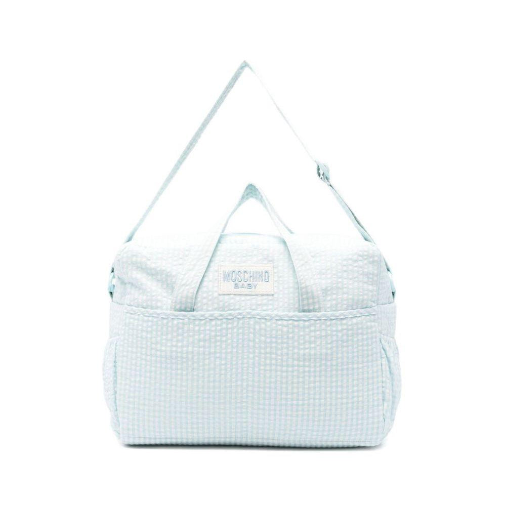 Borsa fasciatoio per neonato Moschino Kids azzurra con motivo a quadri MMX056LZE10 83675 MOSCHINO KIDS