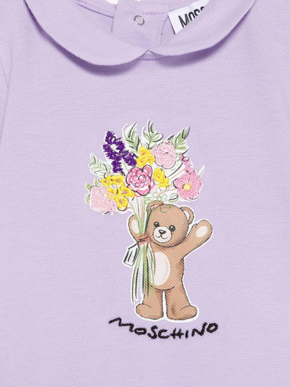 Tutina e cappellino per neonata Moschino Kids lilla con stampa Bear MDY01BLFA06 51683 MOSCHINO KIDS