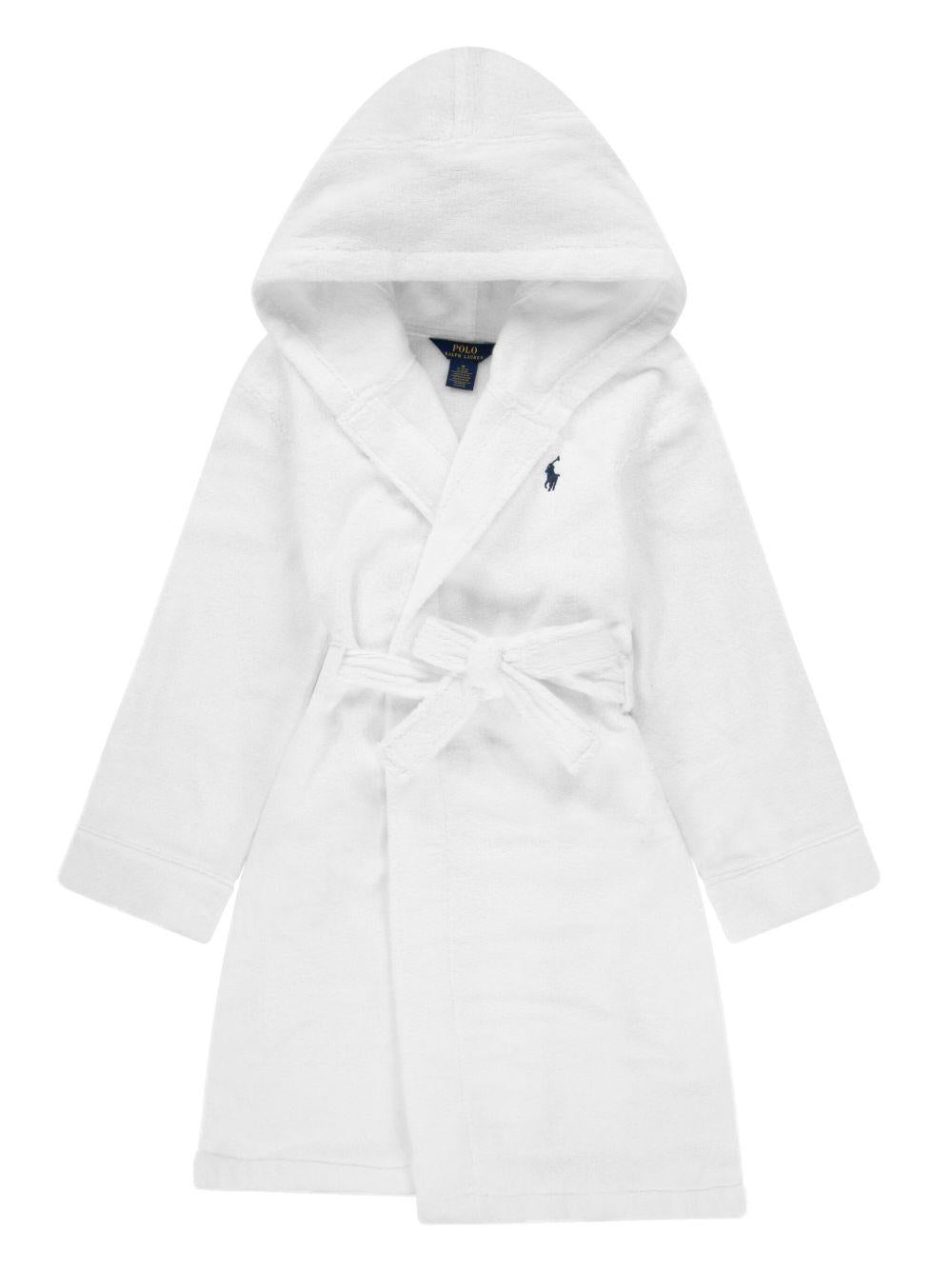 Accappatoio per bambini Polo Ralph Lauren Kids bianco con motivo Polo Pony 9P0188 001 Ralph Lauren kids