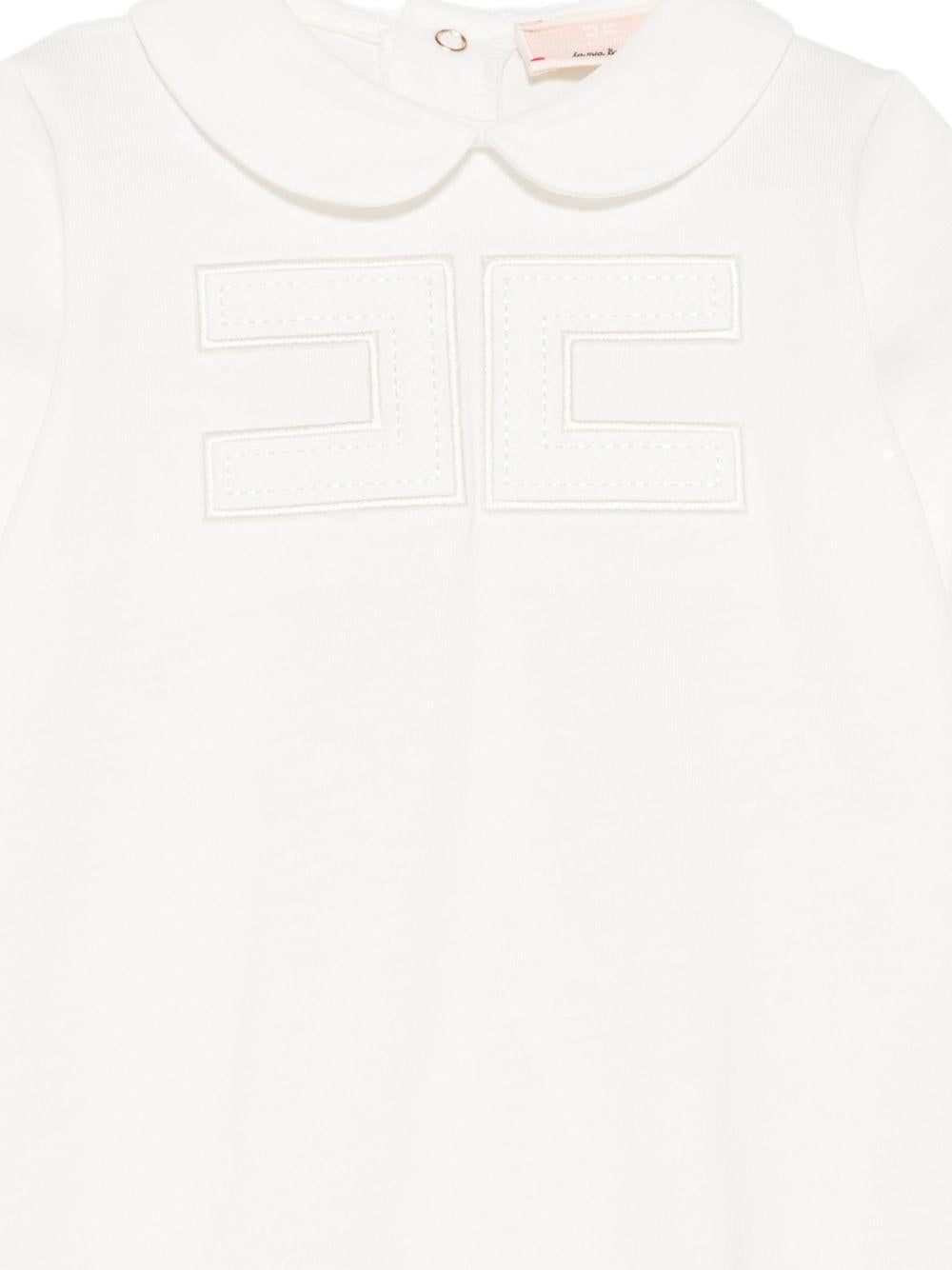 Tutina per neonata Elisabetta Franchi La Mia Bambina bianca con colletto alla Peter Pan ENTU1530JF054 0004 ElISABETTA FRANCHI KIDS