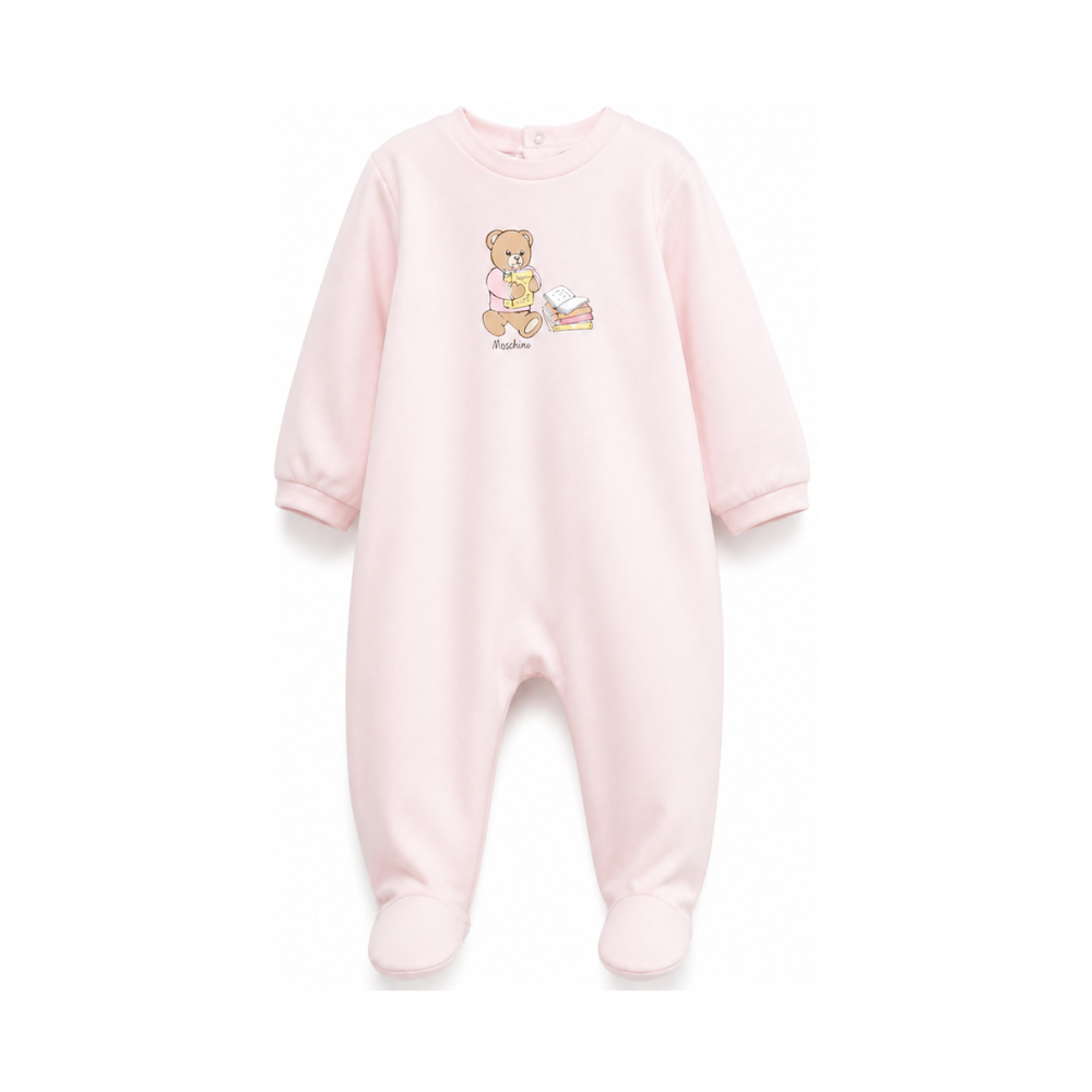 Tutina per neonata Moschino Kids rosa con motivo Teddy Bear MUT04XLAA10 50209 MOSCHINO KIDS