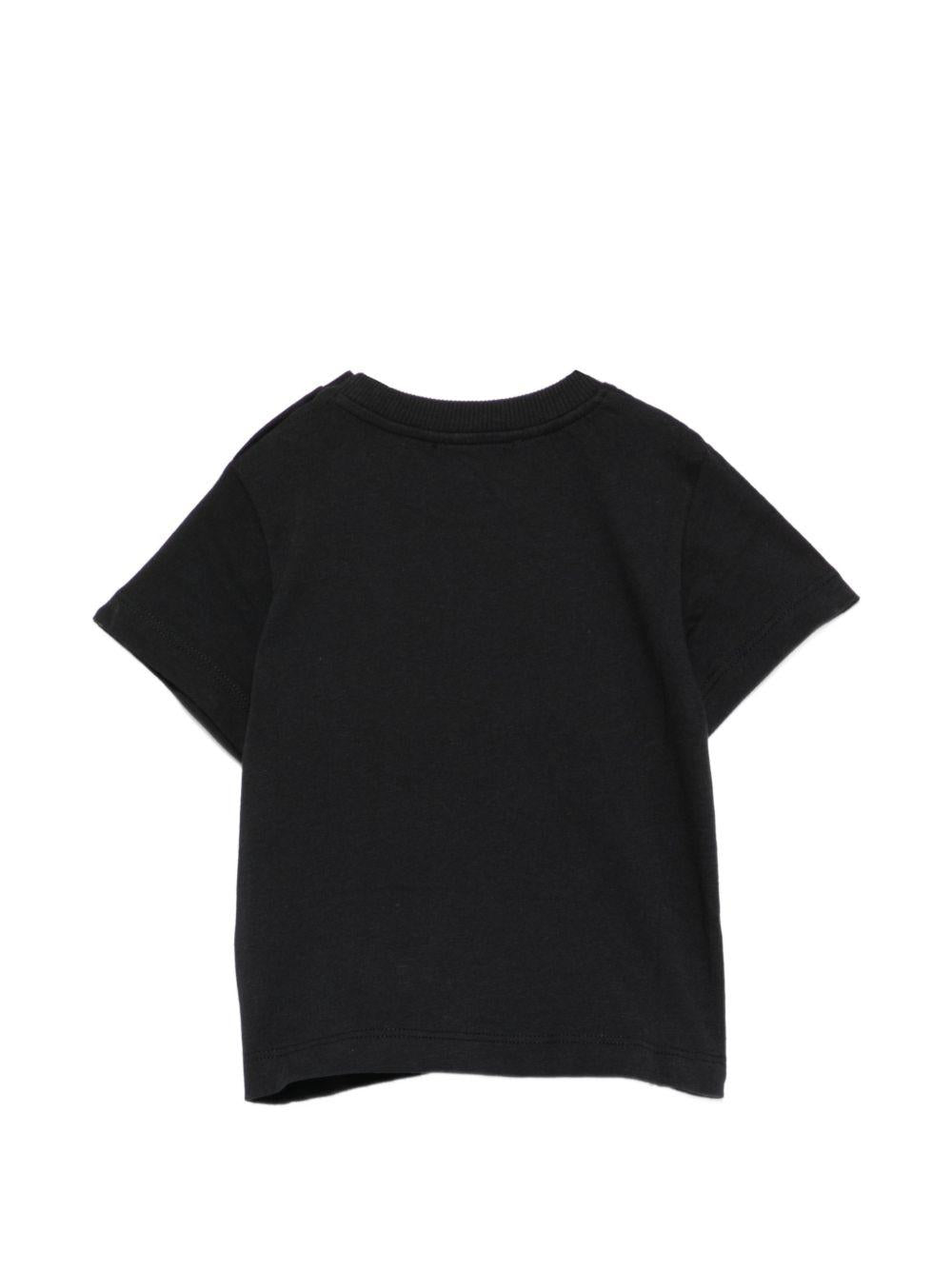 T-shirt per neonati Moschino Kids nera con stampa grafica tre Teddy Bear MUM04KLAA17 60100 MOSCHINO KIDS