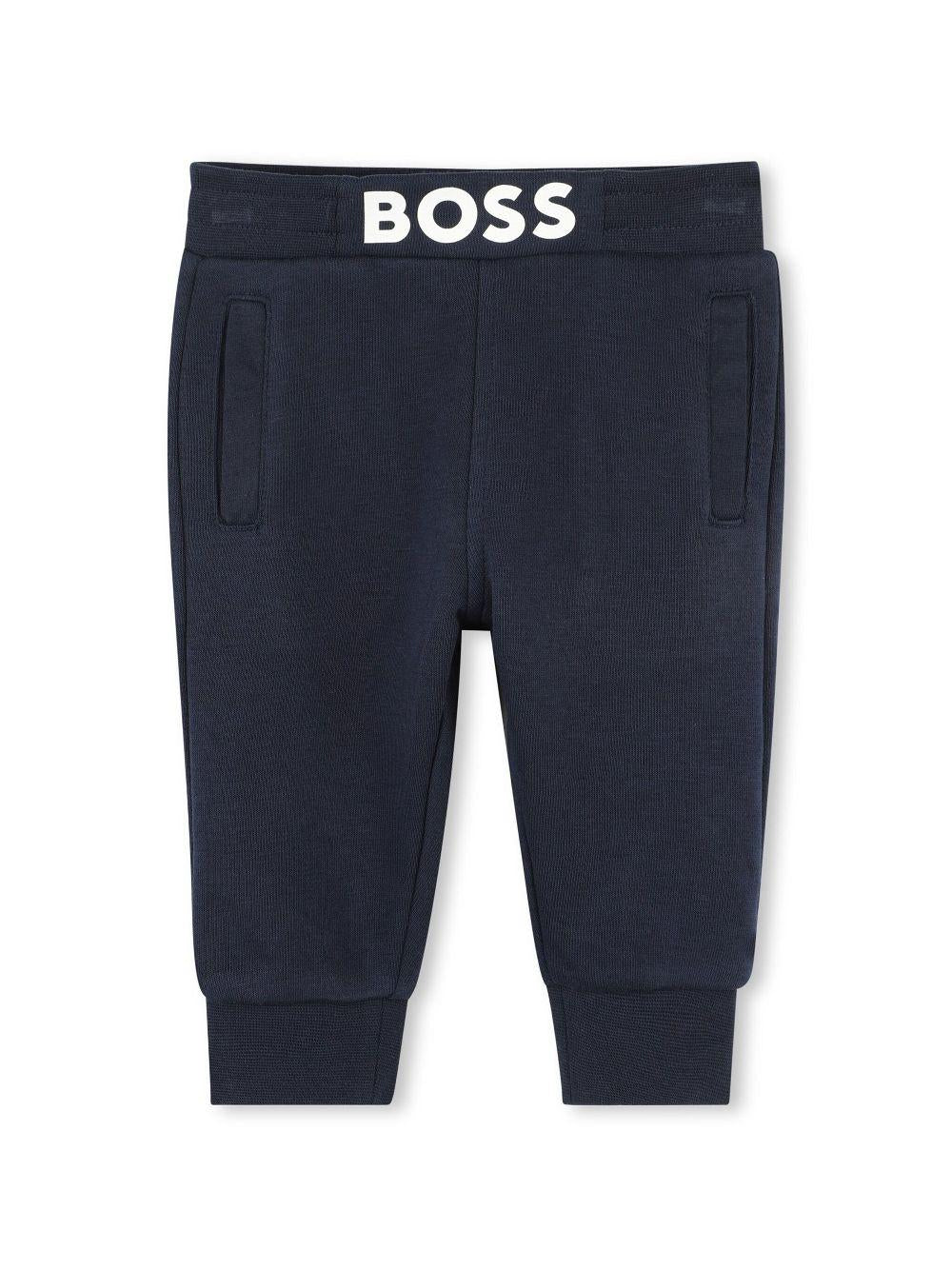 Pantaloni sportivi con stampa oer neonato BOSS Kidswear blu con taglio dritto J52079 849 BOSS KIDS