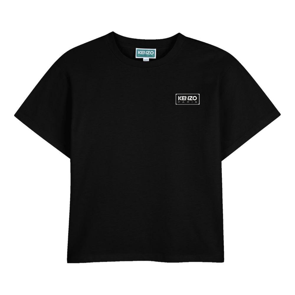 T-shirt per bambino Kenzo Kids nera con logo sul davanti K61681 09B KENZO KIDS