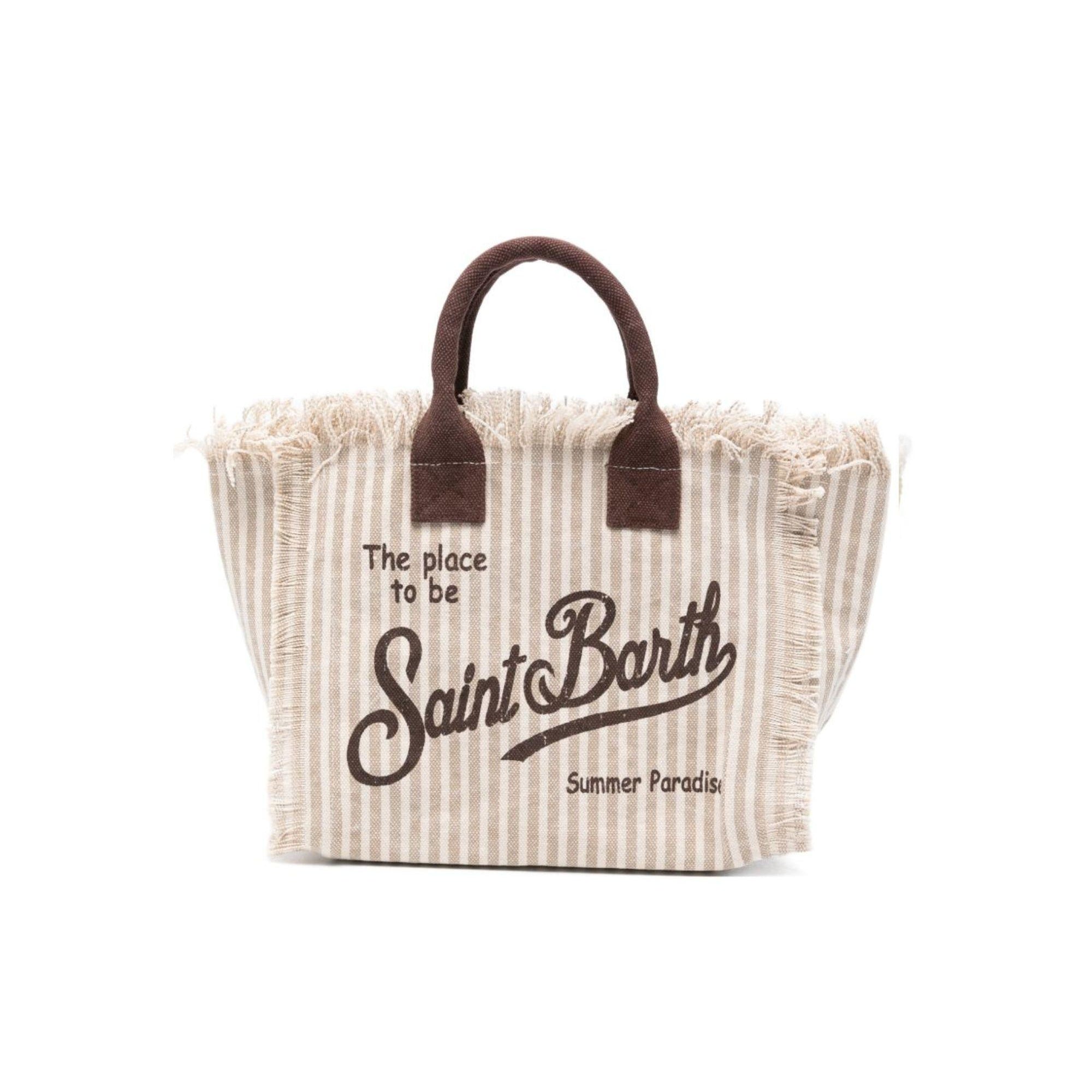 Borsa Colette MC2 Saint Barth bianca e beige con motivo a righe COL0001 03450L MC2 ST. BARTH KIDS