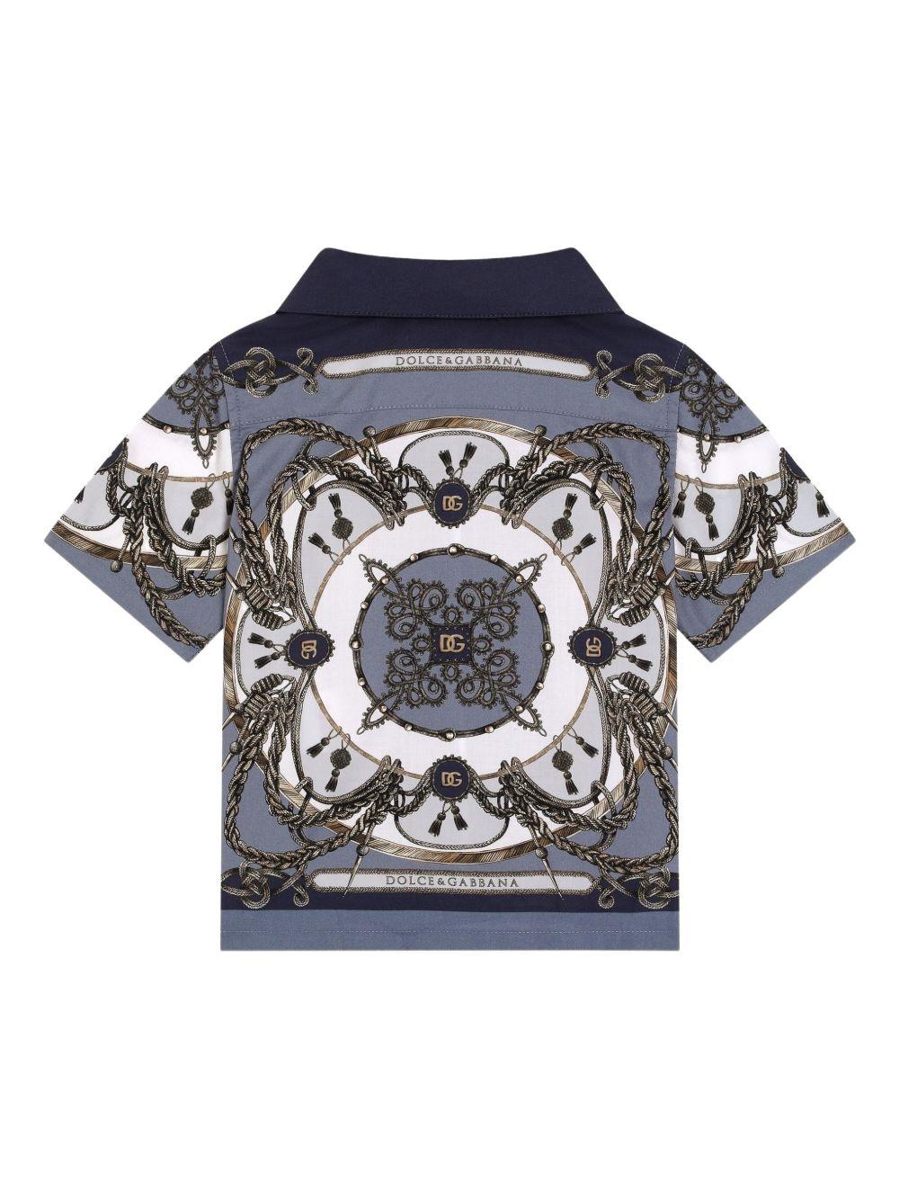 Camicia per neonato Dolce & Gabbana blu con stampa grafica all-over L14S82 FI5NQ HT5XB DOLCE & GABBANA KIDS