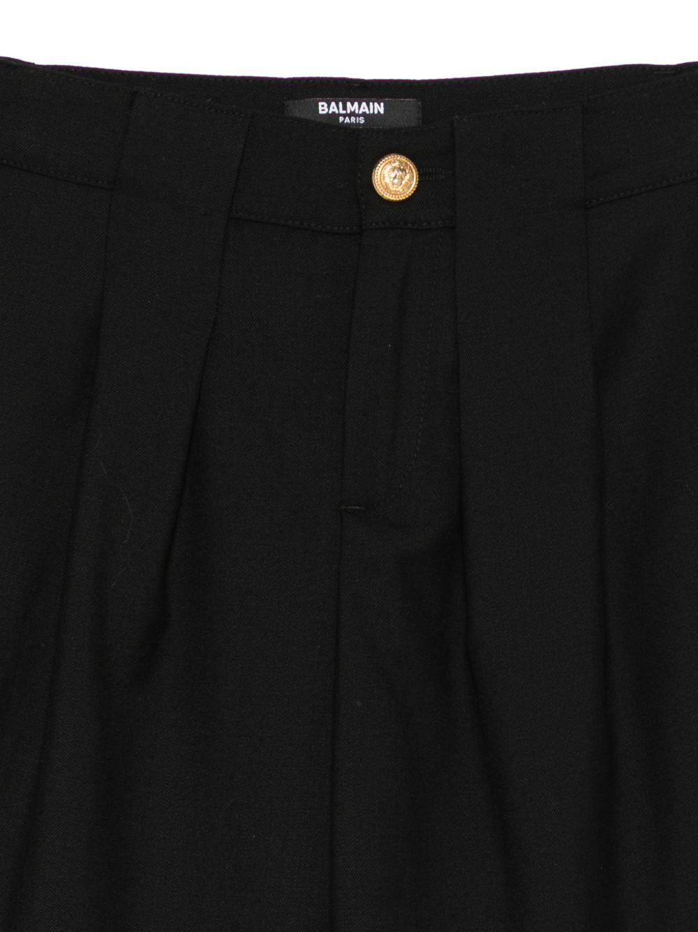 Shorts per bambina Balmain Kids neri con bottone dorato BY6R99 I0196 930OR BALMAIN KIDS