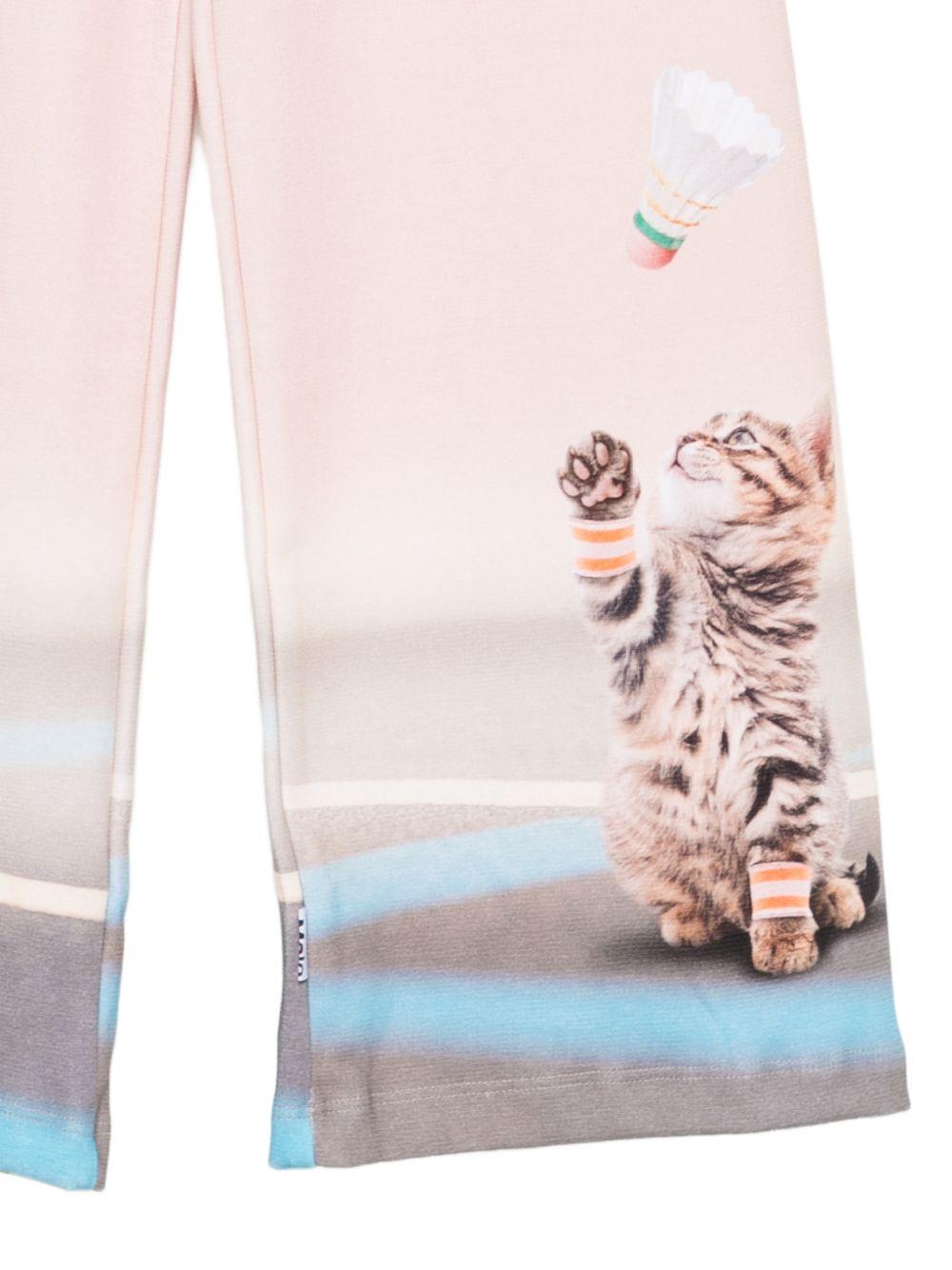 Pantaloni per bambina Molo Kids rosa con stampa grafica gattini 2W26I211 5803 MOLO KIDS