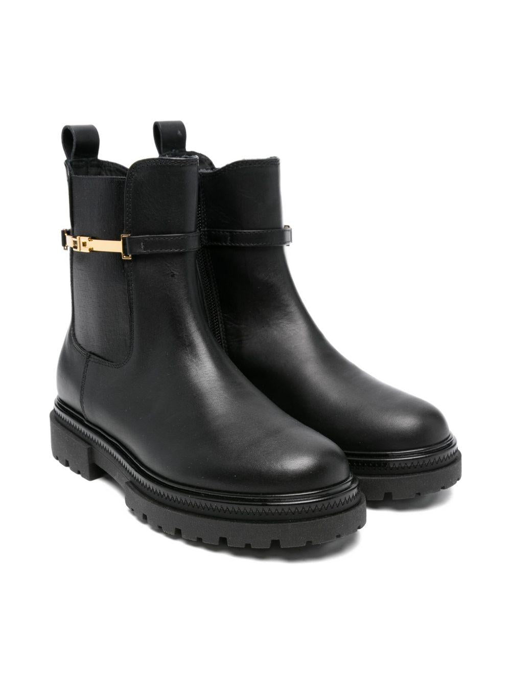 Stivaletti per bambina Elisabetta Franchi La Mia Bambina neri con elementi in metallo color oro F4A5E04411251 930 ElISABETTA FRANCHI