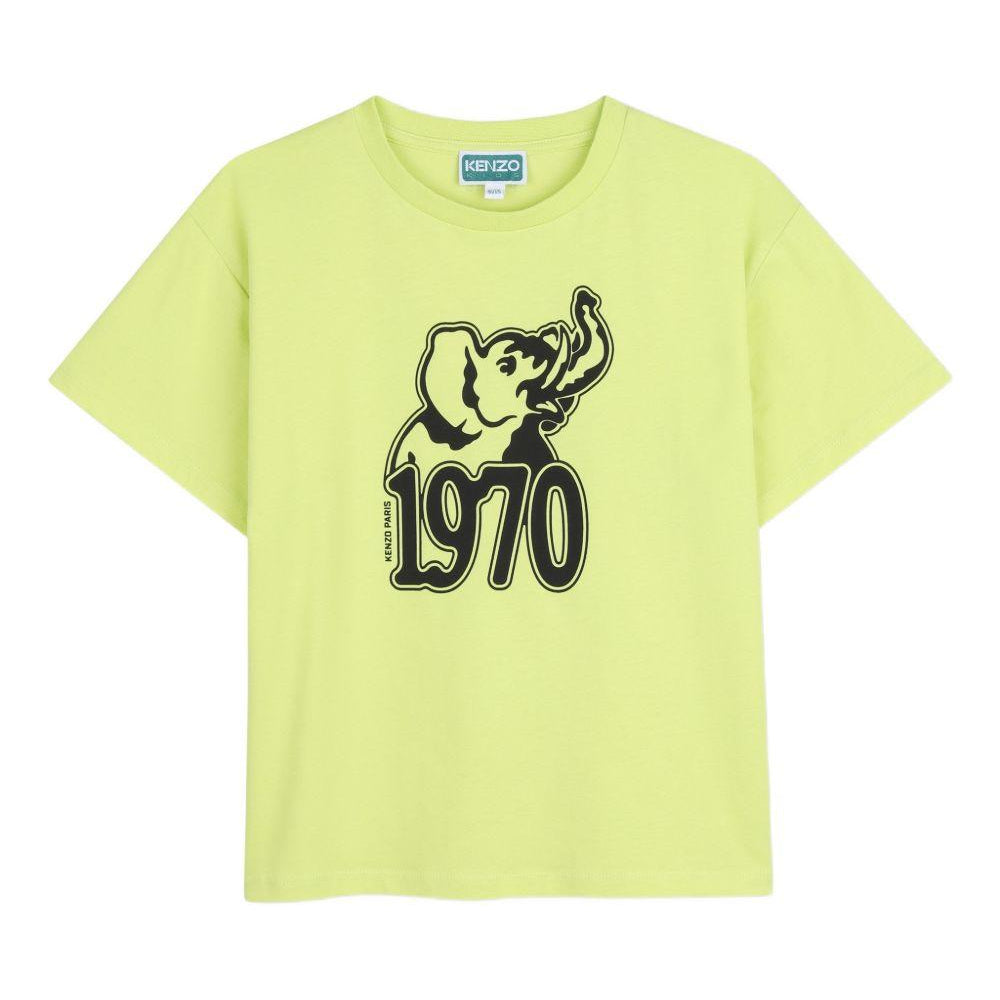 T-shirt per bambino Kenzo Kids verde lime con dettaglio sul davanti K61672 545 KENZO KIDS