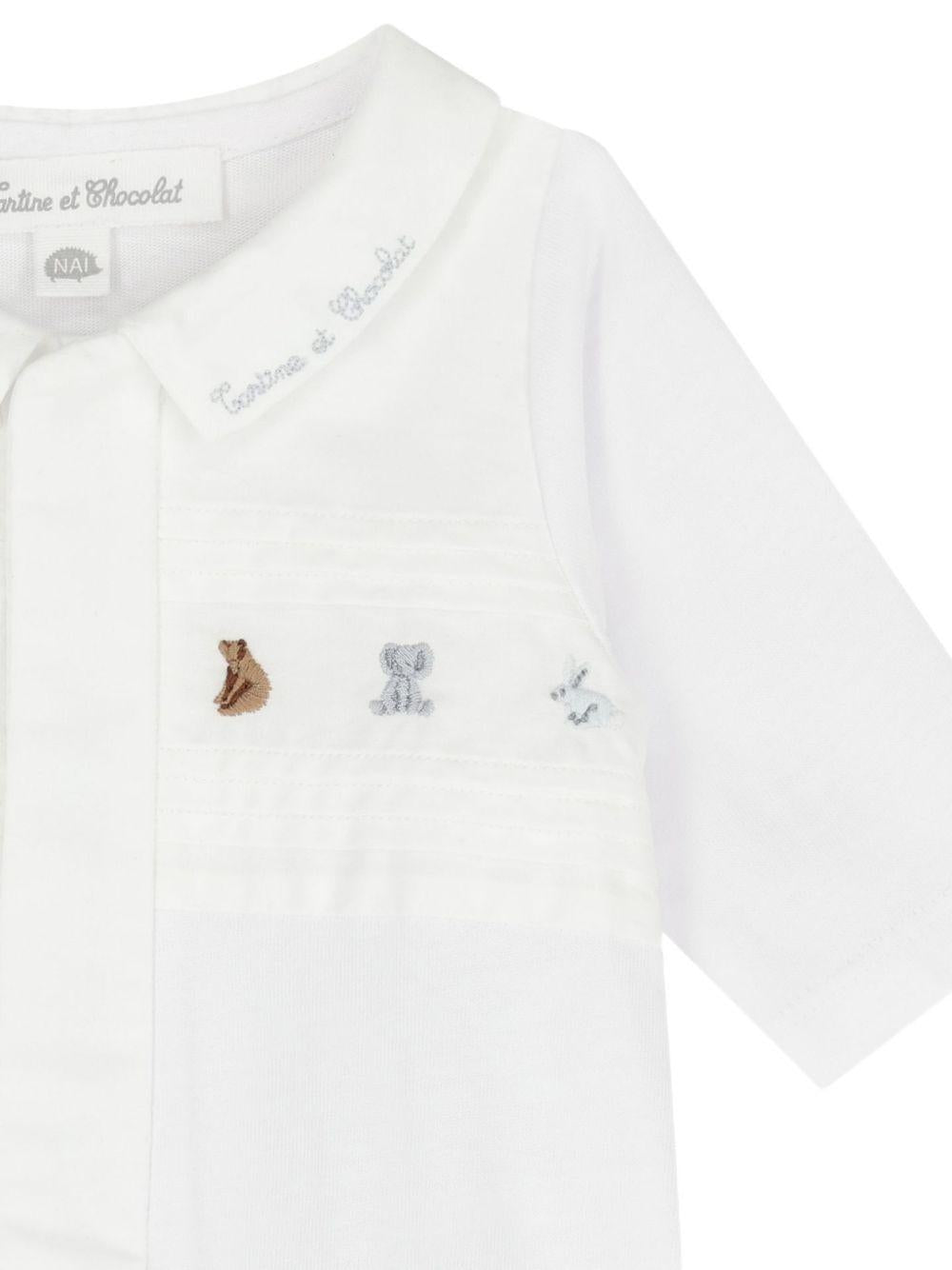 Tutina per neonati Tartine & Chocolat bianca con decorazioni ricamate sul davanti CC54070 01 TArtine & Chocolat