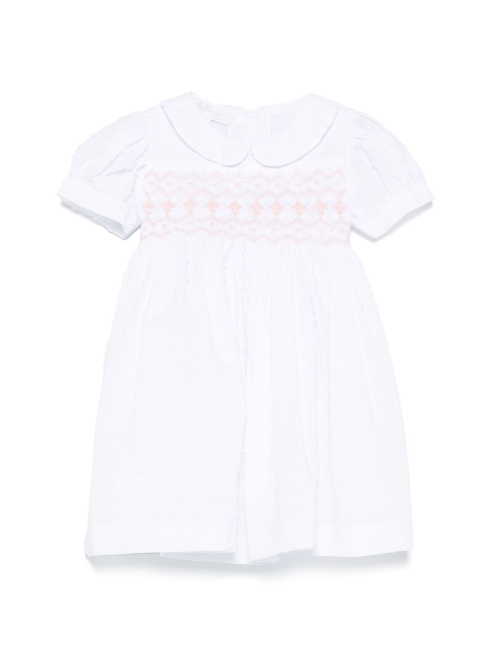 Abito per neonata Mariella Ferrari bianco con inserto con punto smock ATC3 043 MARIELLA FERRARI