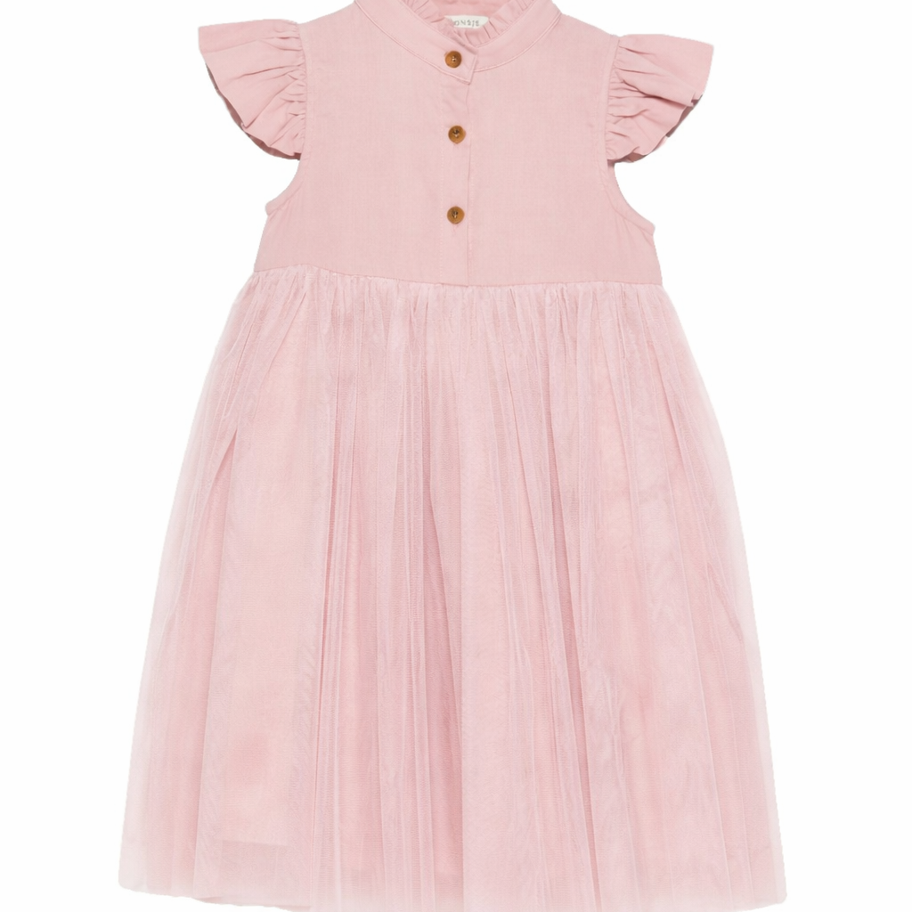 Abito Fleurance per bambina Donsje rosa con ruches 4062900 00197 DONSJE KIDS