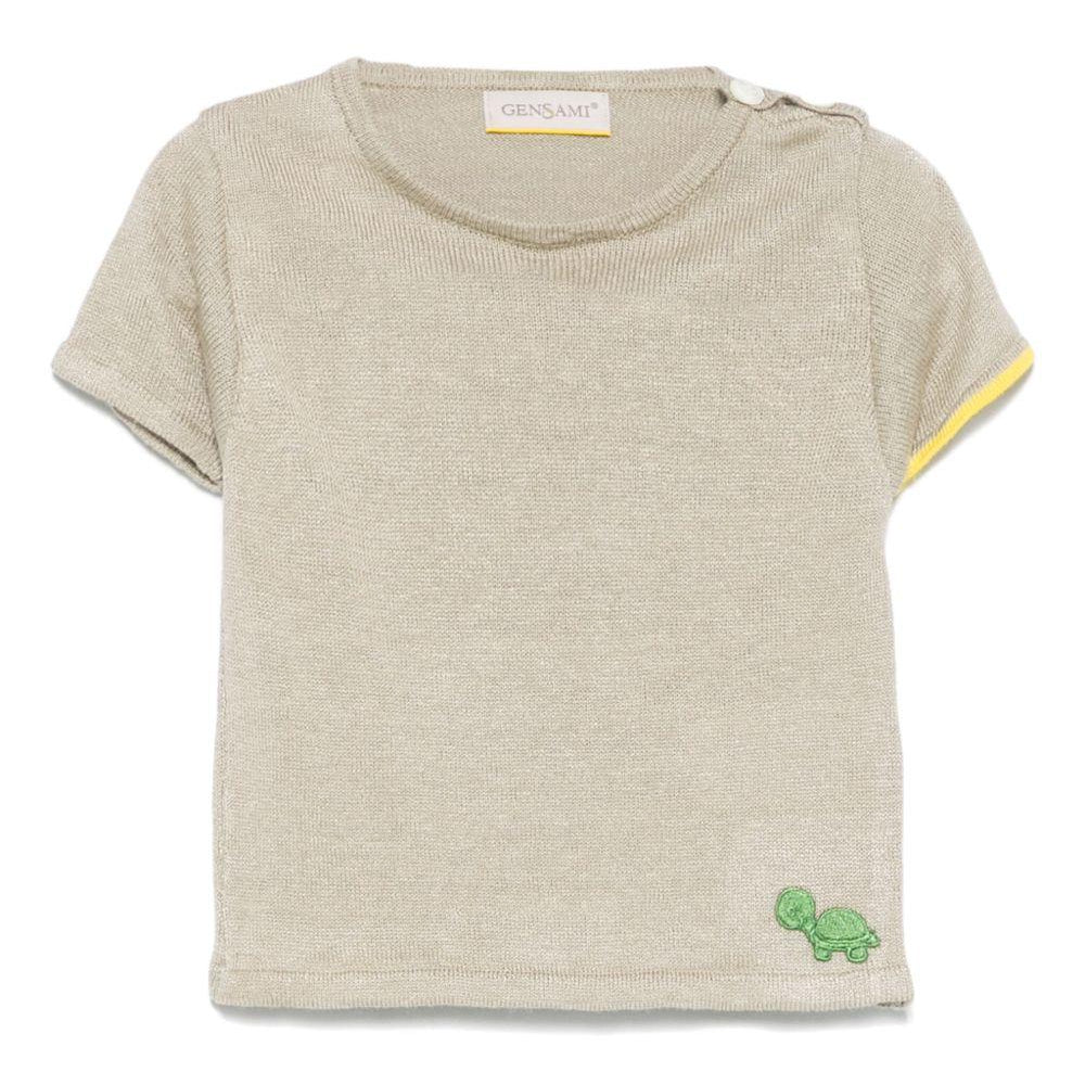 T-shirt per neonata Gensami kids grigio in maglia GIR01-B-SOFT GREY BEIGE GENSAMI KIDS