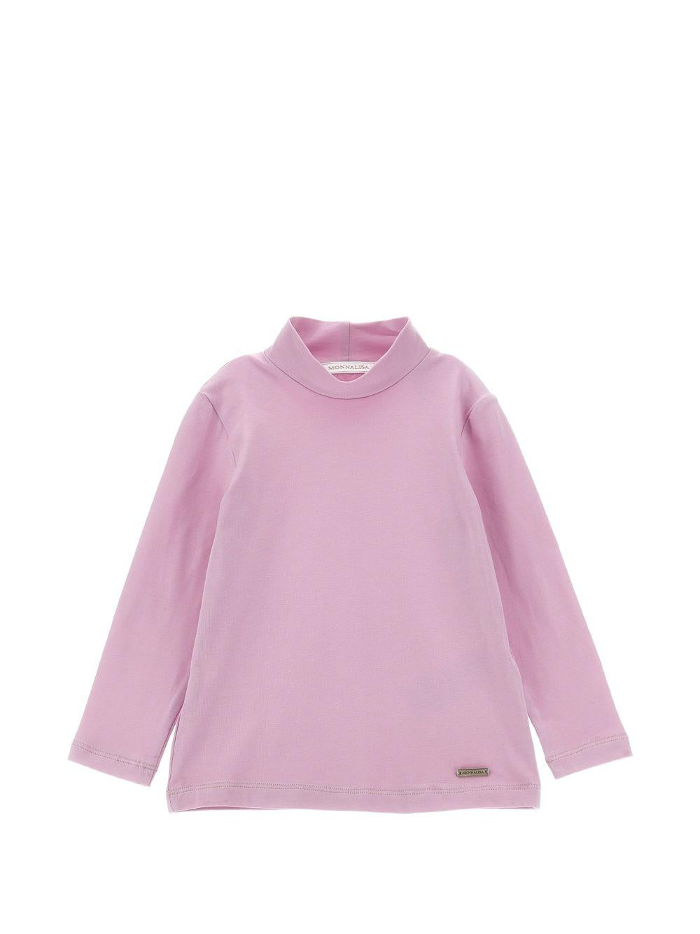 T-shirt per bambina Monnalisa Kids rosa con dettaglio collo alto 17HLUP 8201 0063 MONNALISA KIDS