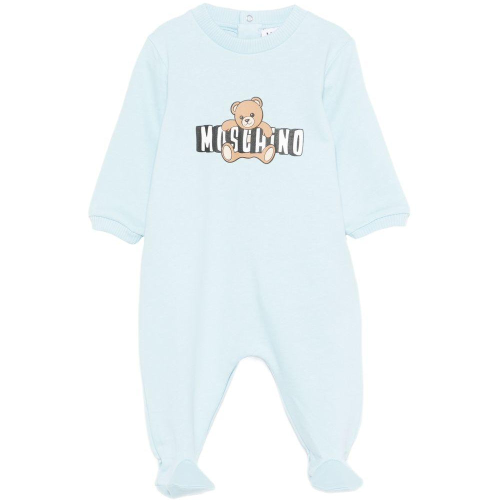Tutina per neonato Moschino Kids azzurro con stampa orsetto MUT04PLCA19 40304 MOSCHINO KIDS