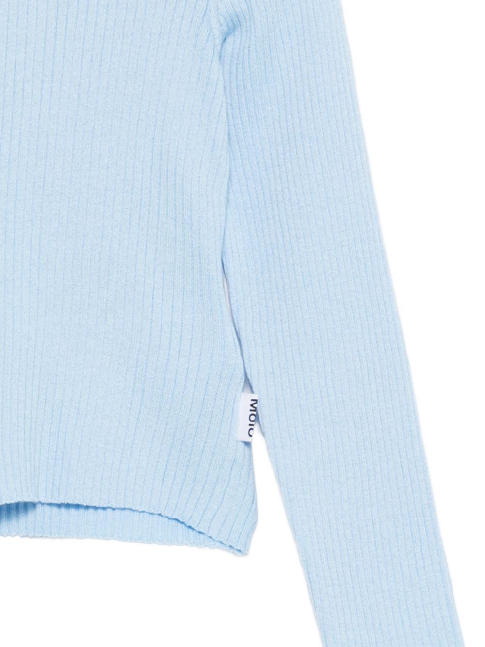 Cardigan per bambina Molo azzurro maniche lunghe a coste Giselle 2S26K308 5637 MOLO KIDS