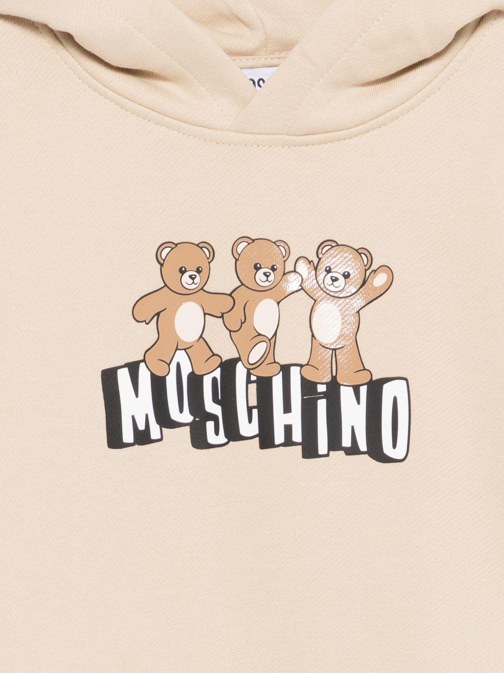 Felpa per bambini Moschino Kids beige con stampa tre Teddy Bear HQF07KLCA89 20829 MOSCHINO KIDS